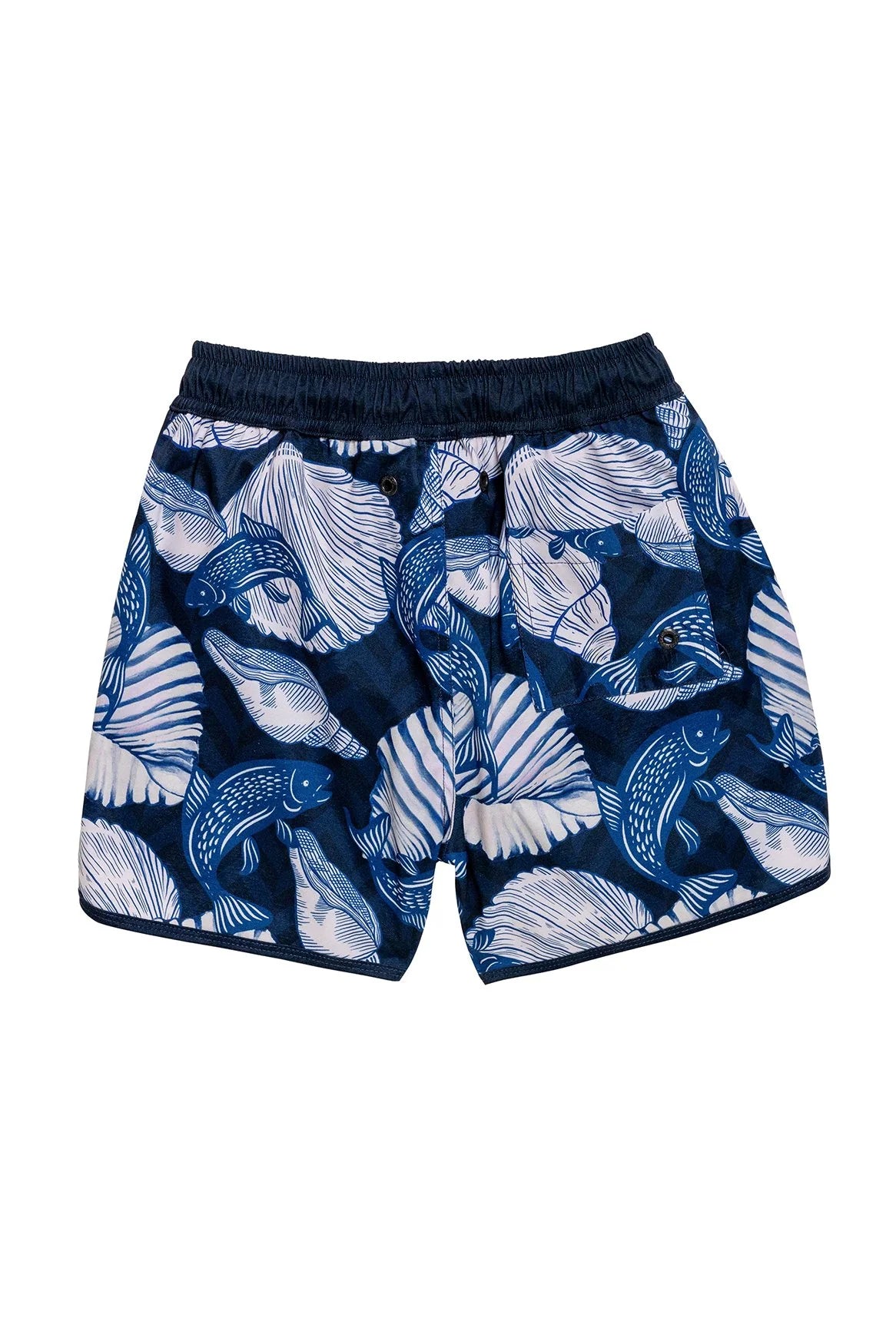 Boys swim trunks in a blue sea inspired print