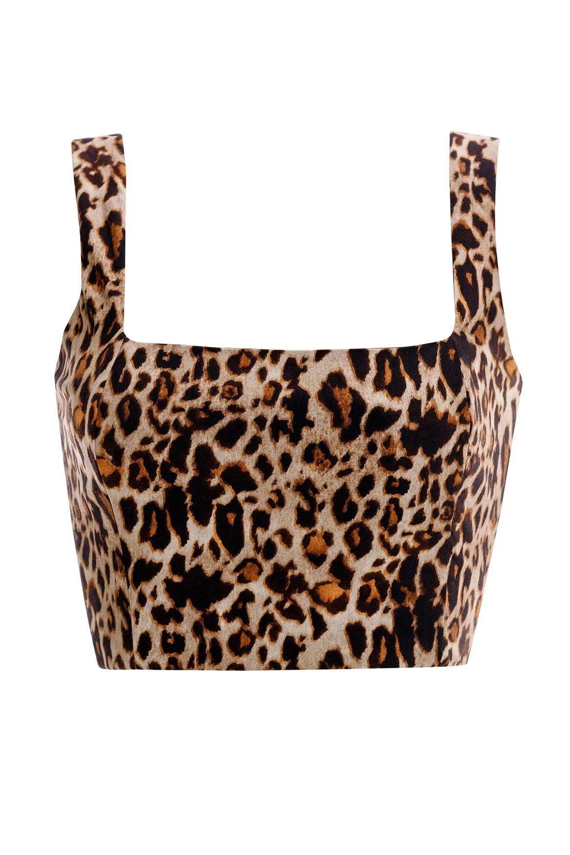 Cropped tank top with a square neckline in Cheetah print