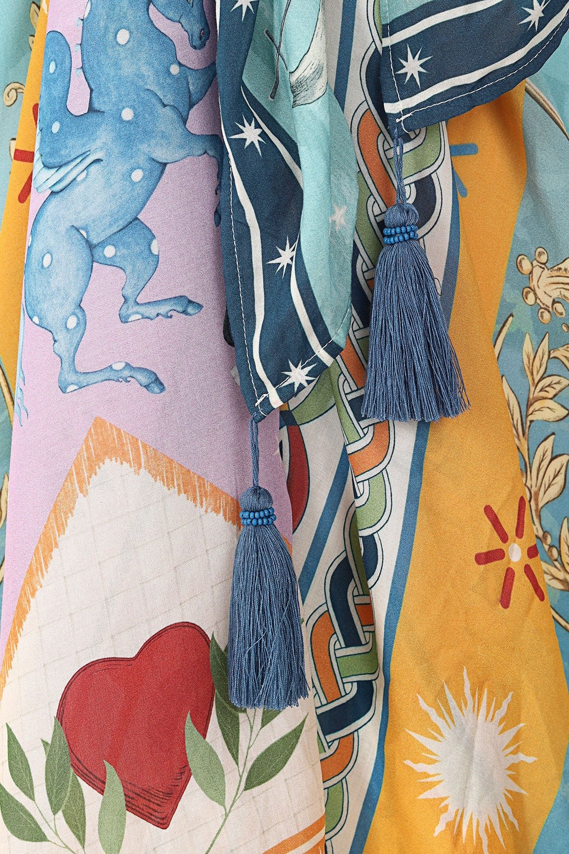 Colorful print tasseled sarong