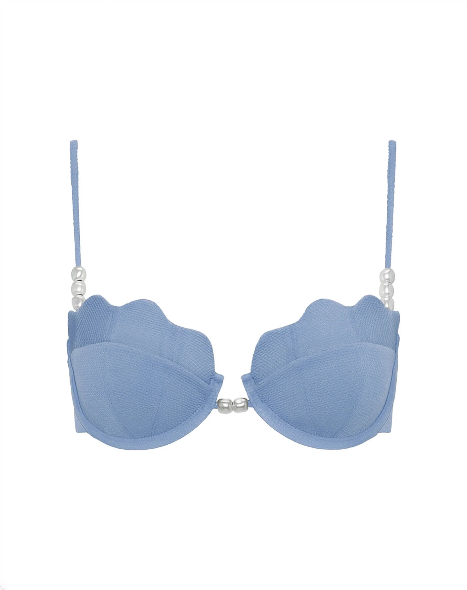 Underwire bikini top with seashell shaped cups and padding