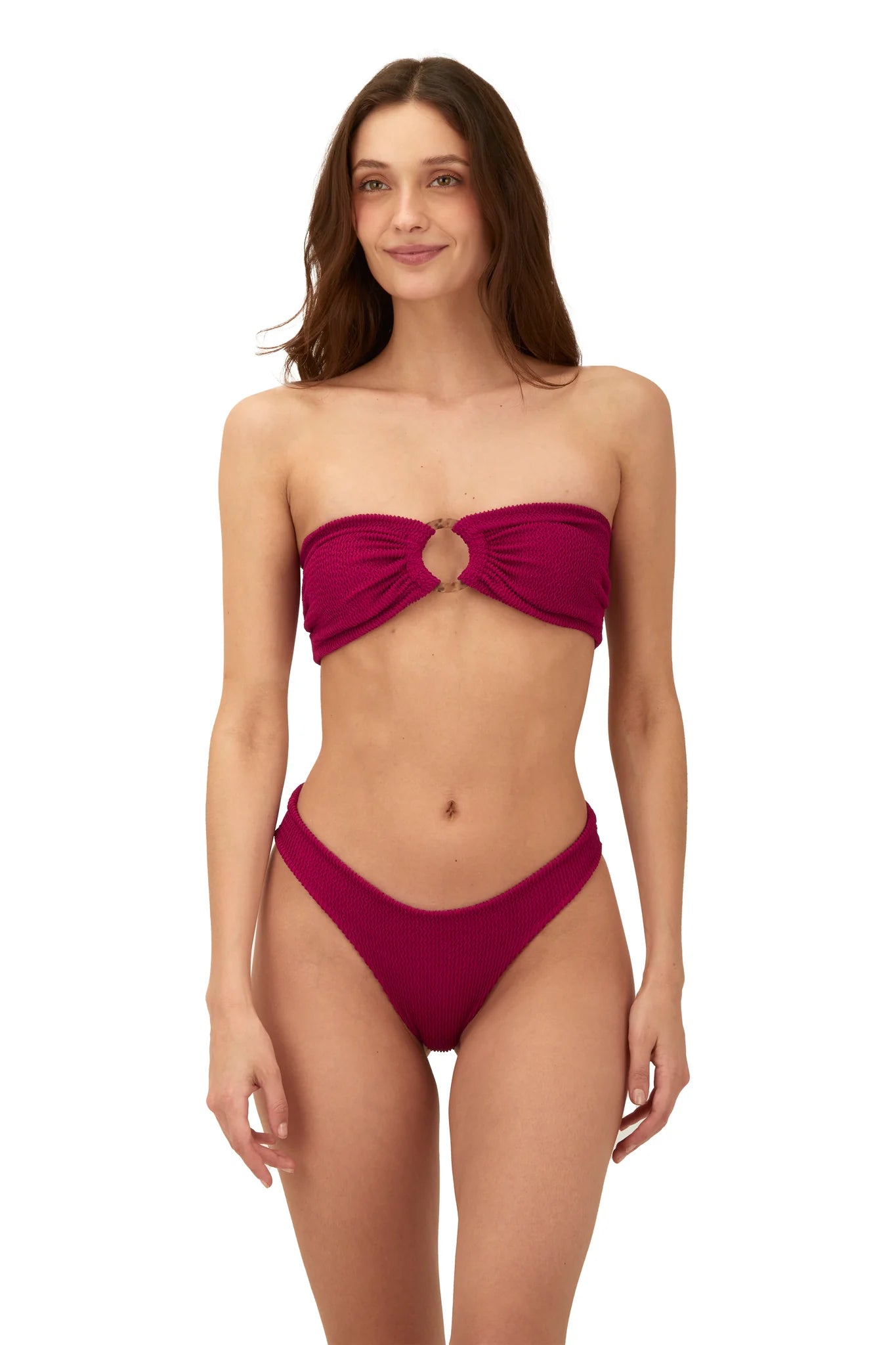 Ring front bandeau with texture in Raspberry
