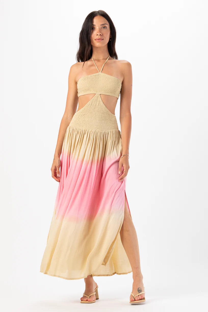 Side Cutout Halter Maxi Dress