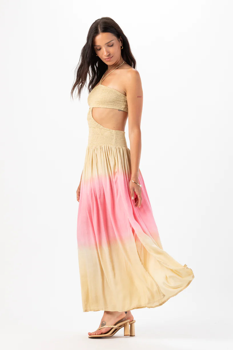 Side Cutout Halter Maxi Dress