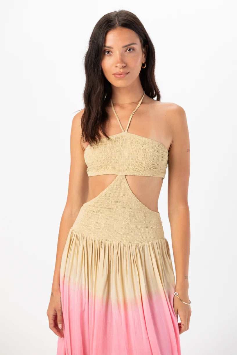 Side Cutout Halter Maxi Dress