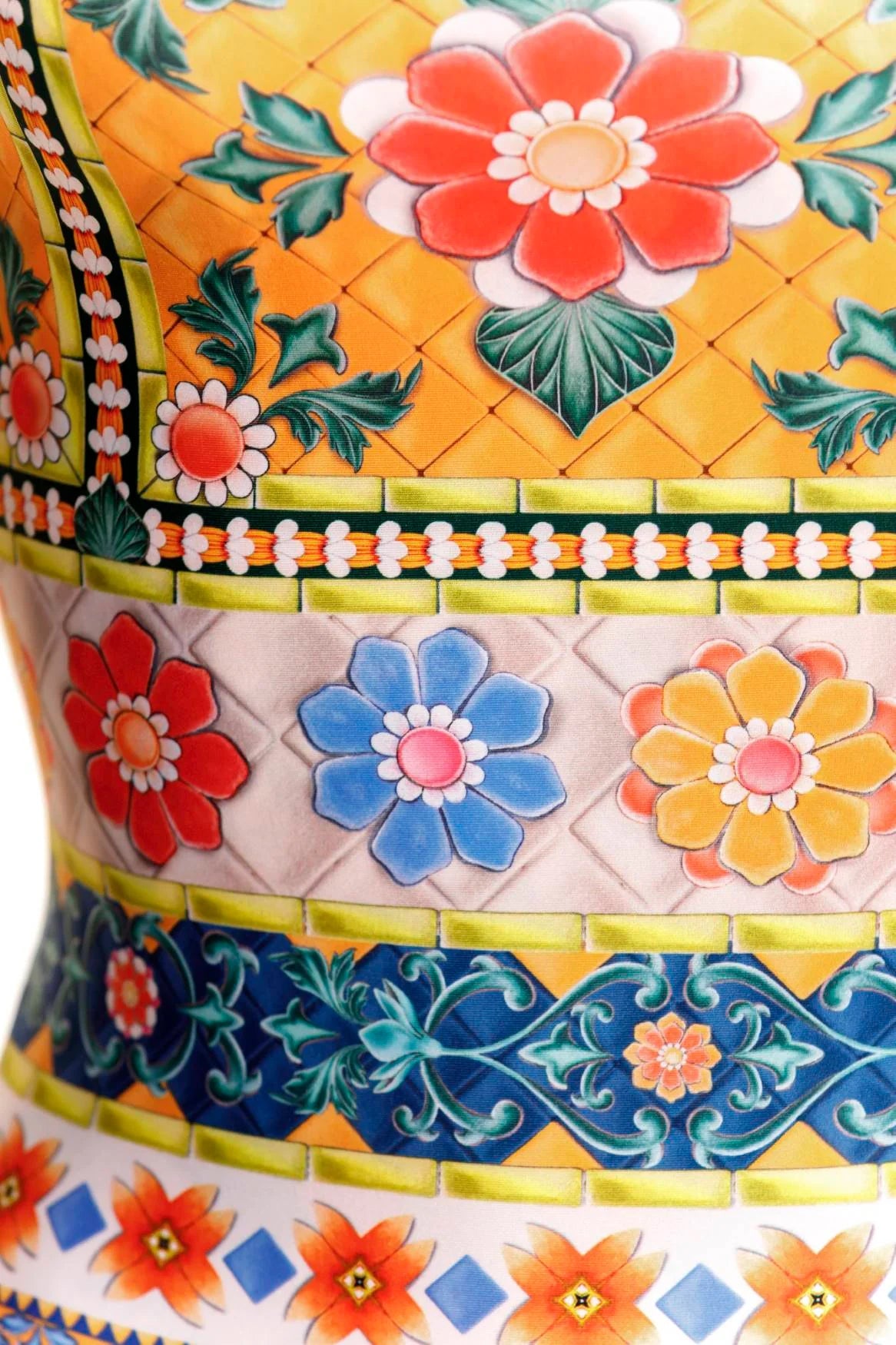 Bright floral print full coverage one piece