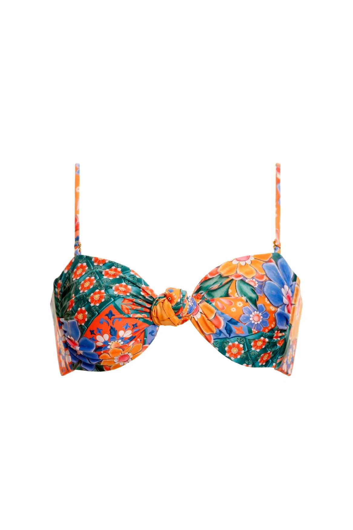 Knotted floral print bandeau with removable straps