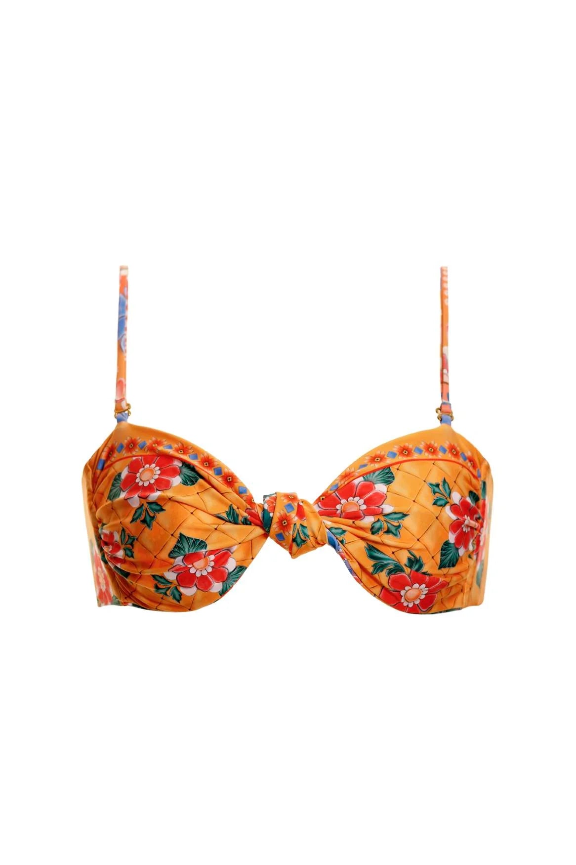 Knotted floral print bandeau with removable straps