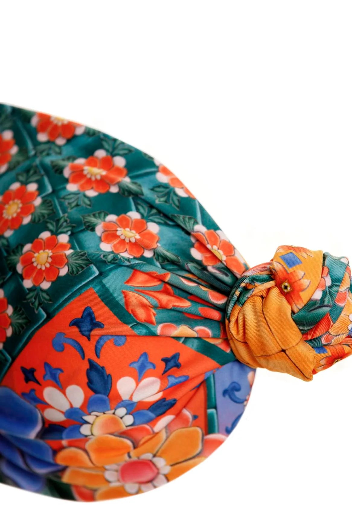 Knotted floral print bandeau with removable straps