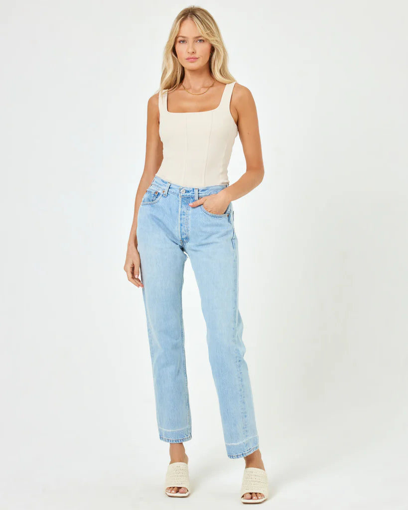 Ribbed Scoop Neck Bodysuit