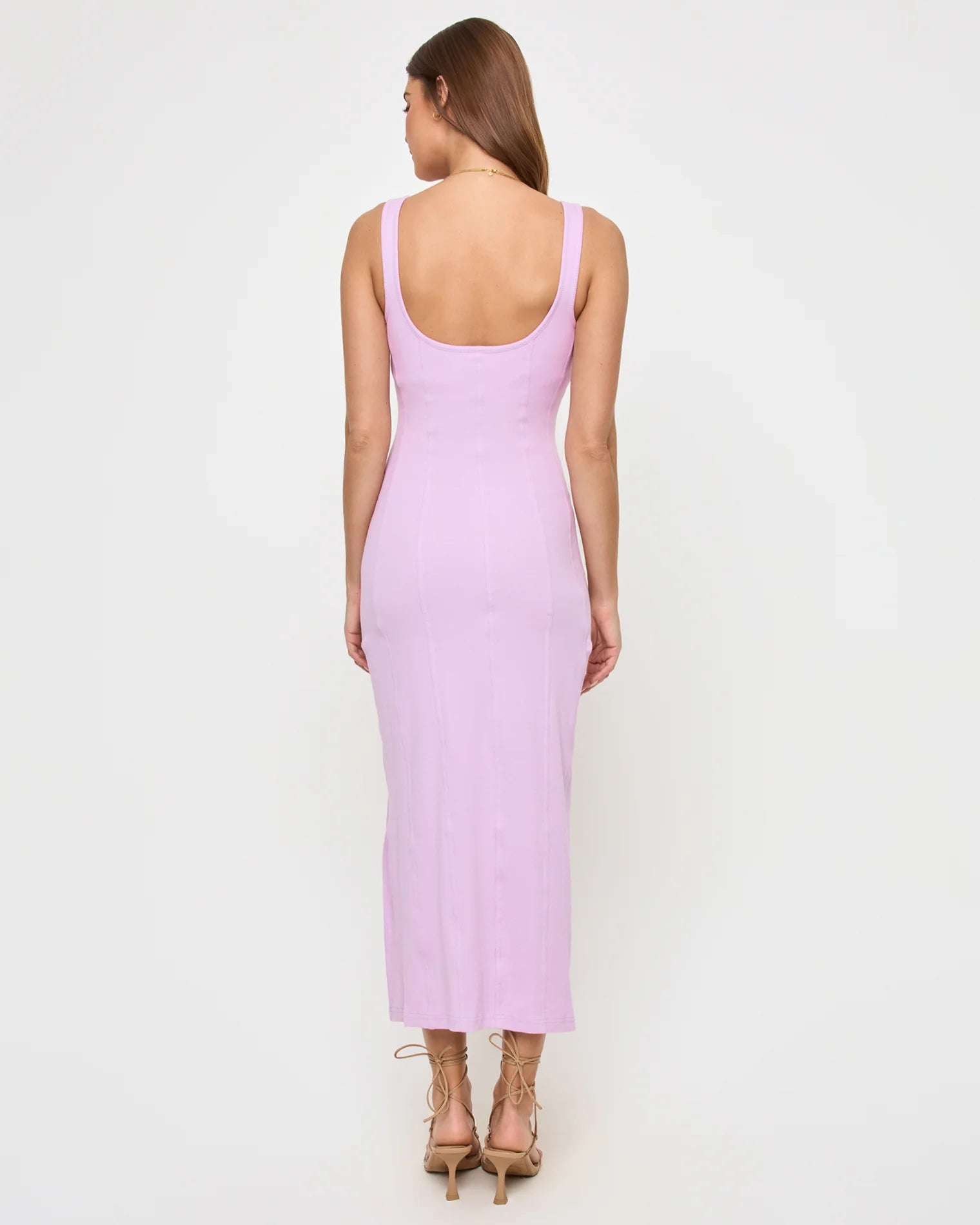 Light purple ribbed midi dress