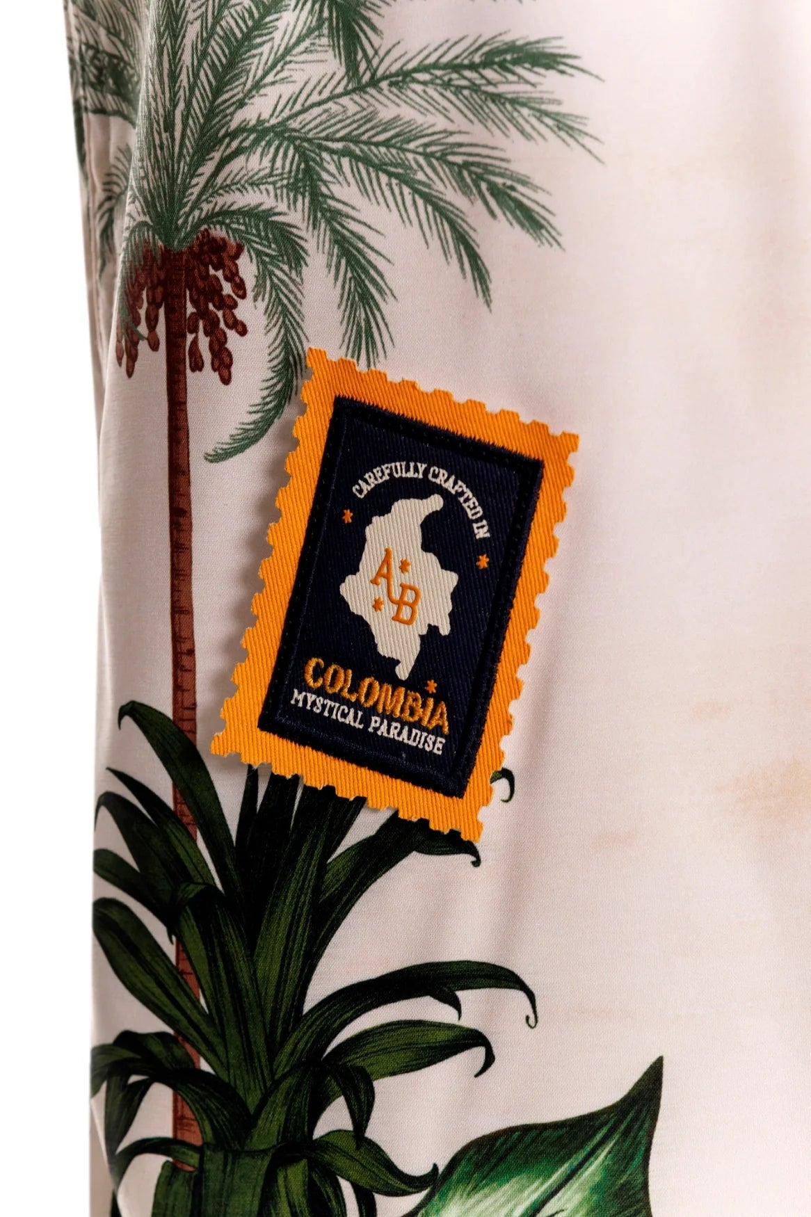 Colorful blue print men's swim trunks