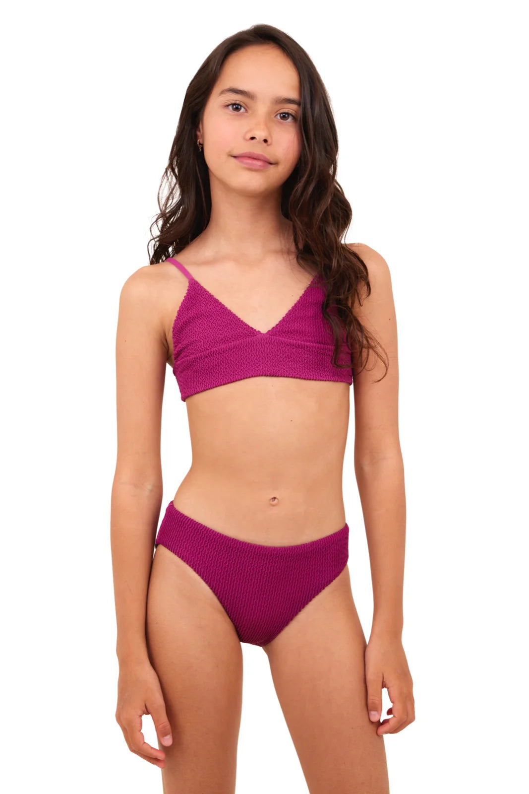 Kids textured two piece in Raspberry