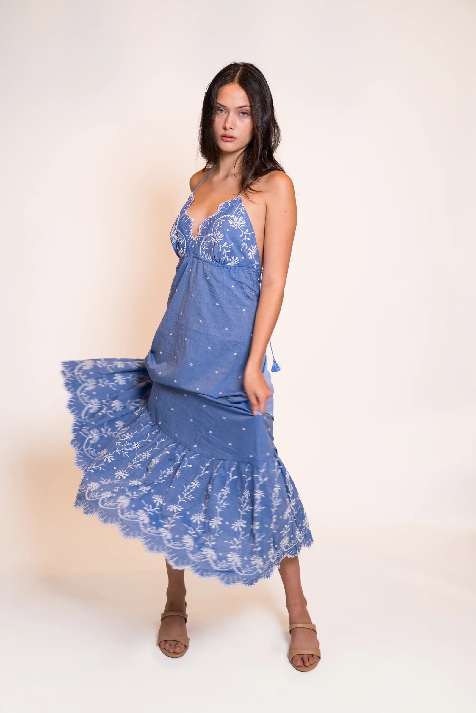 Blue Halter Maxi Dress