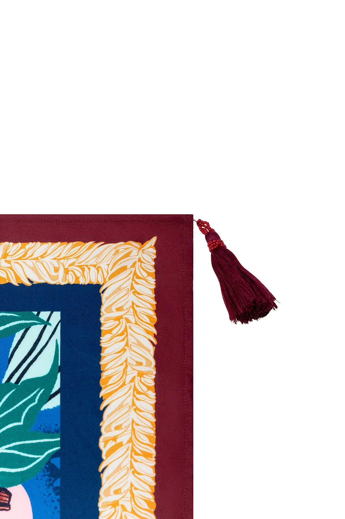 Long tasseled sarong with multicolor floral print