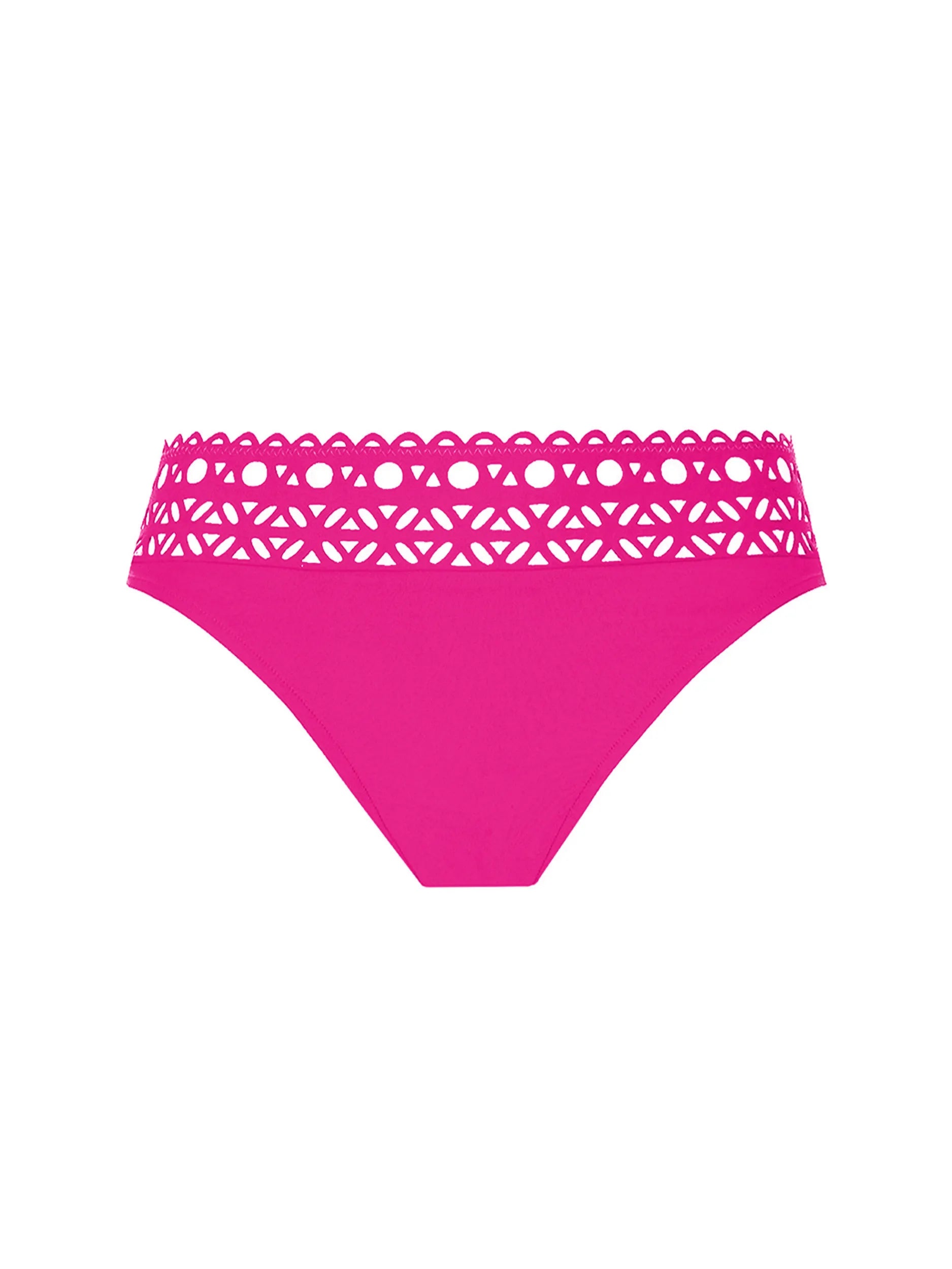 Low waist bottom with lattice detail in hot pink