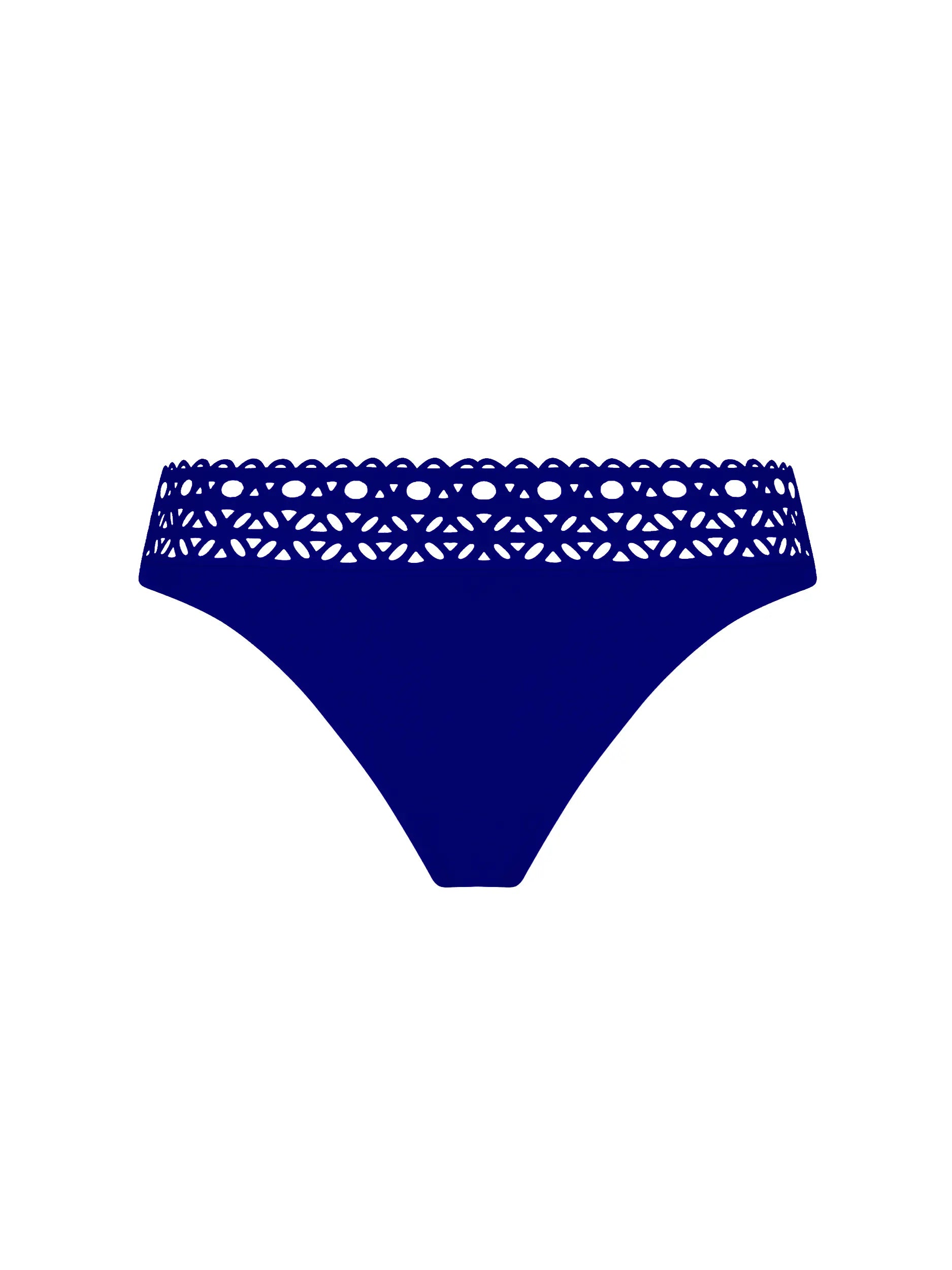 Full coverage bottoms with ample coverage in the back and lattice detail in the front