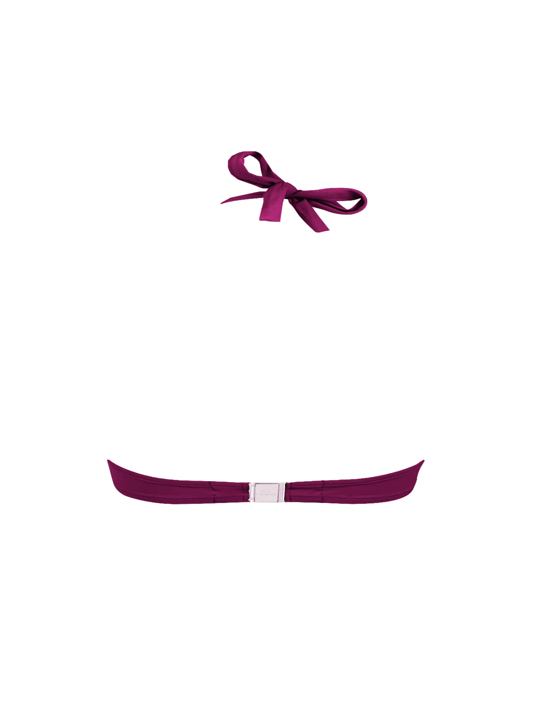 Fixed triangle top with halter tie behind the neck in maroon