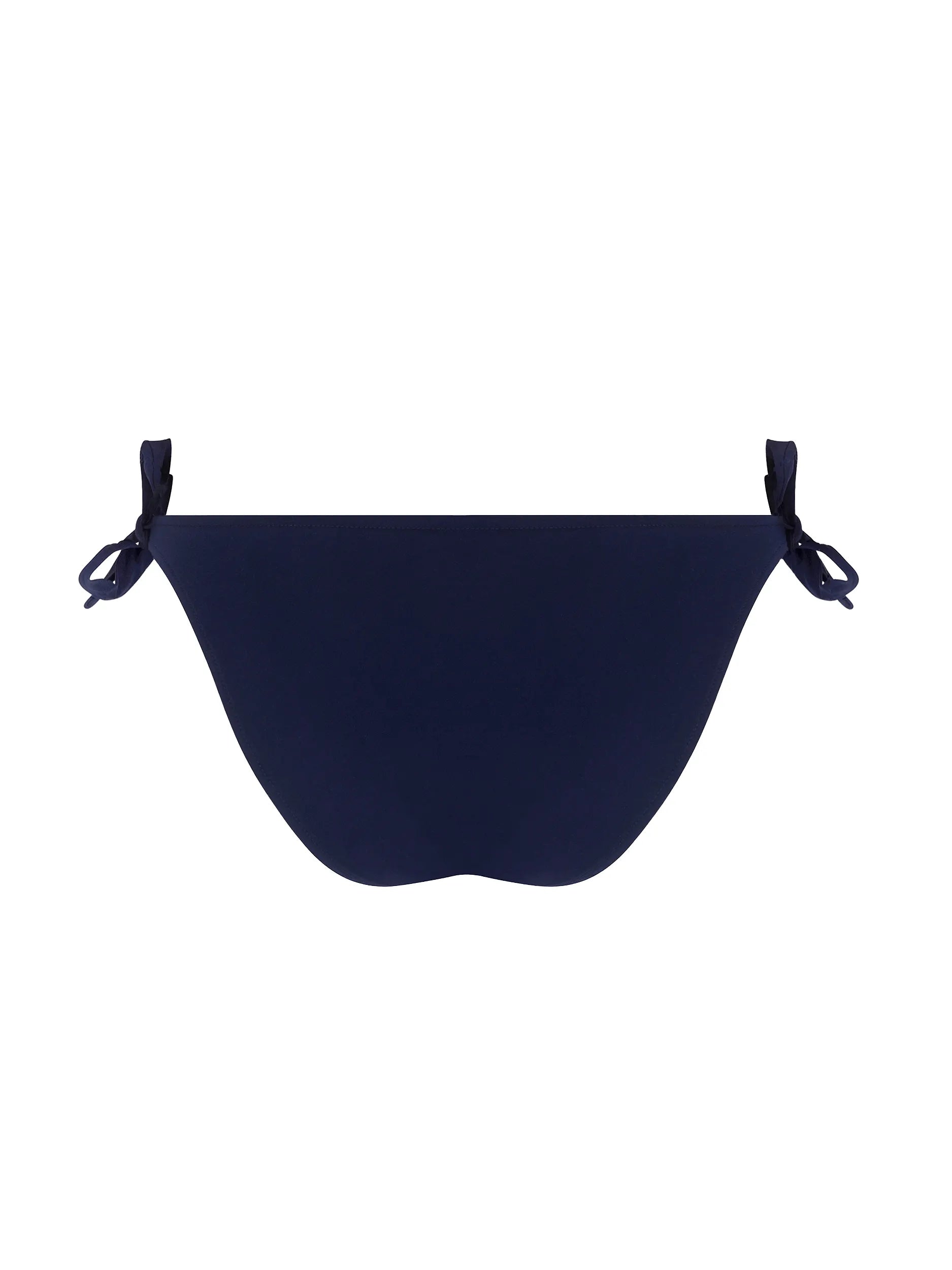 Low waist bottom with tie sides in navy and white print