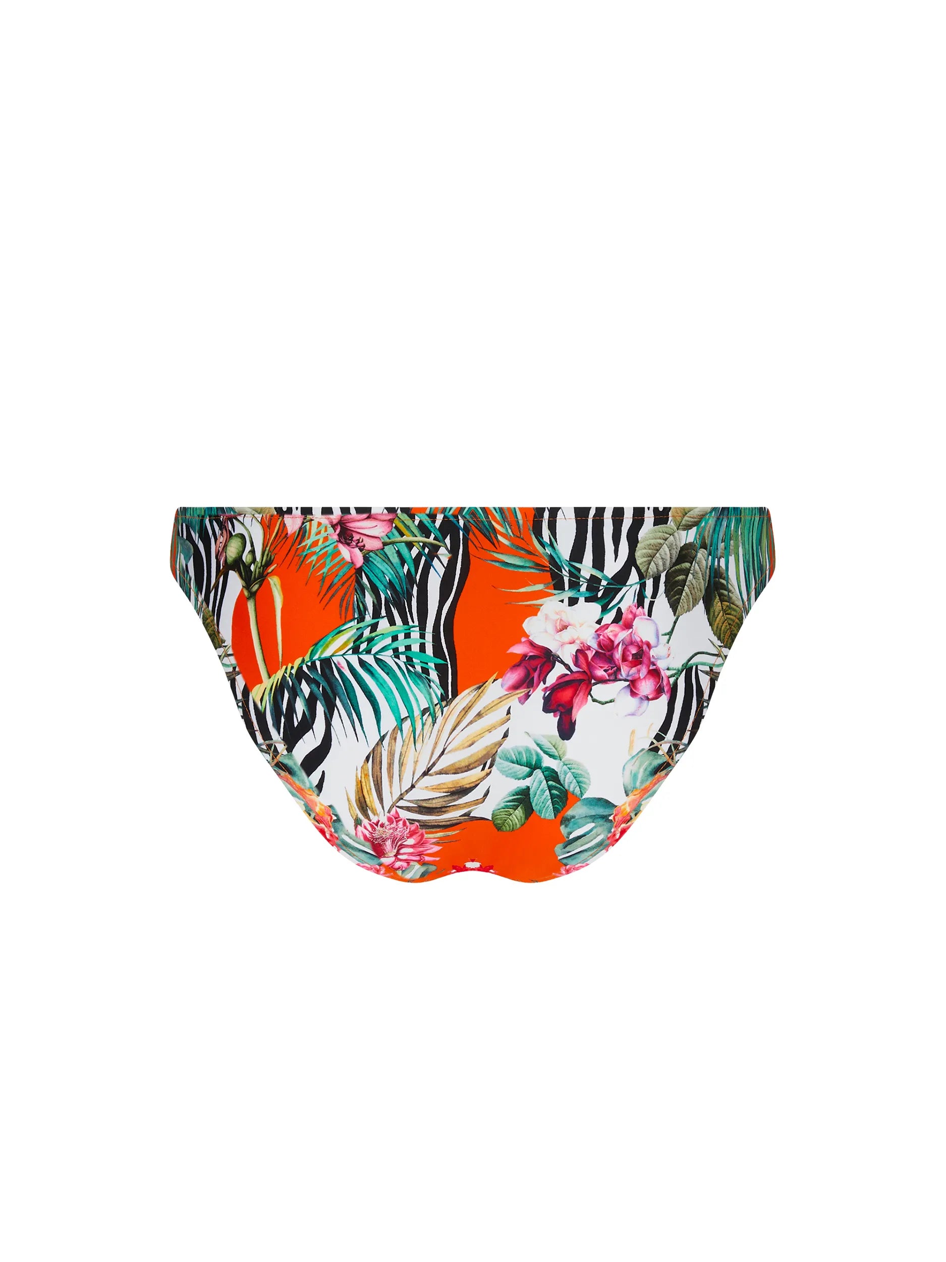 Low waist bottom with strappy sides in tropical print