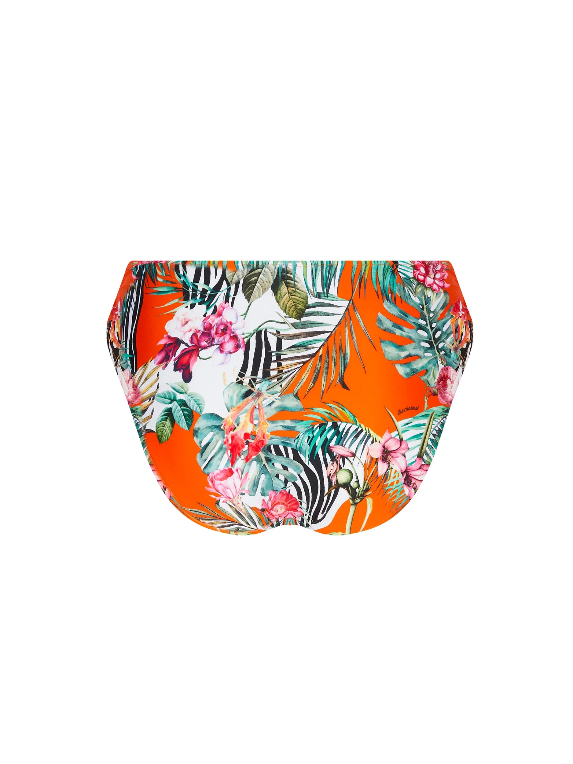High waist bottom with tie sides in colorful tropical print