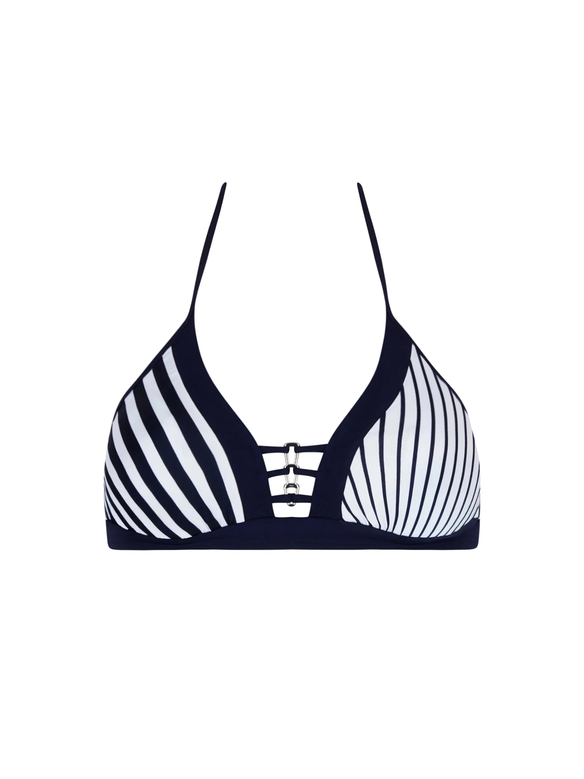 Fixed triangle top with stripes in navy and white