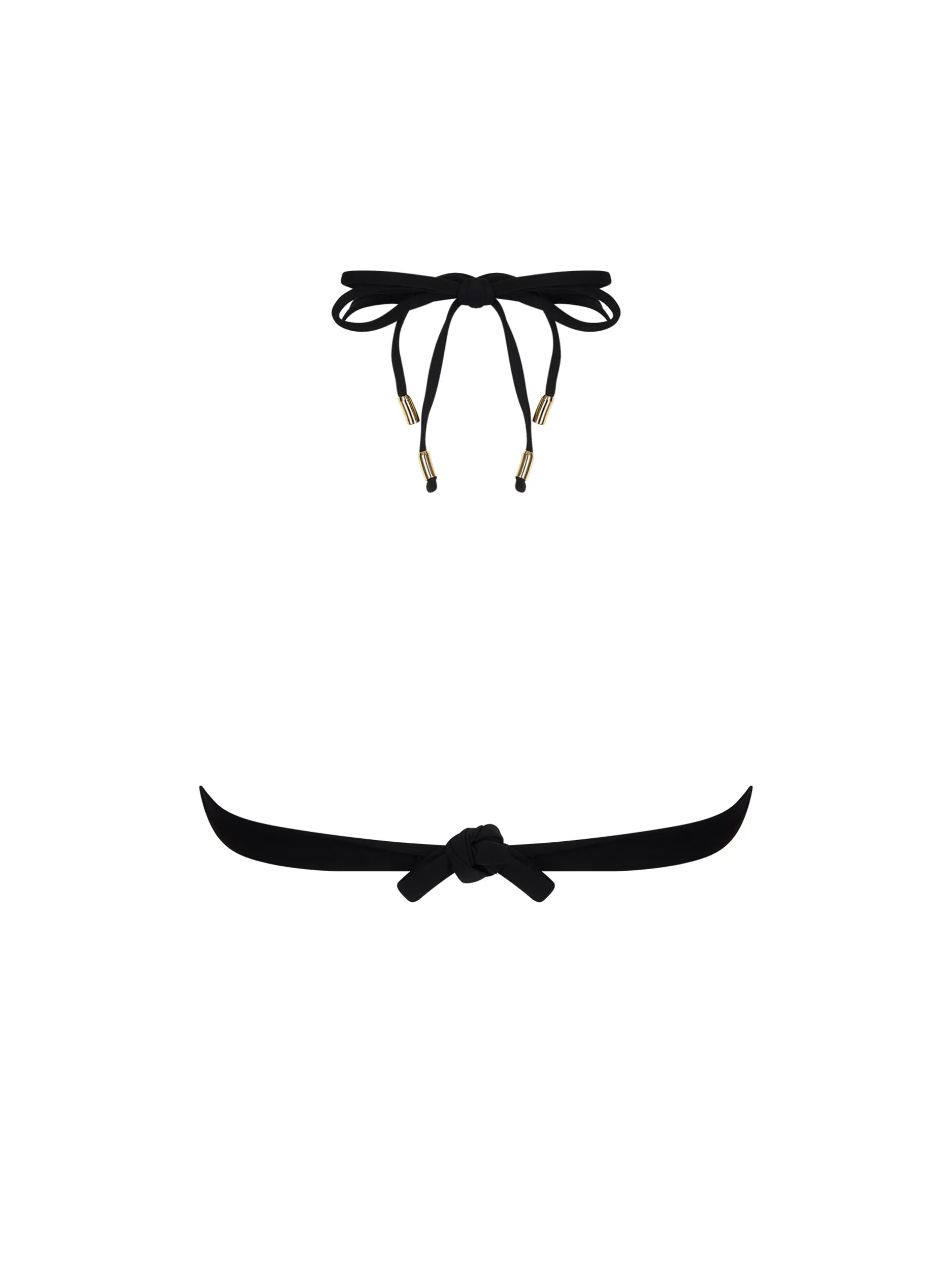 Halter top with front cutout and gold hardware in Black