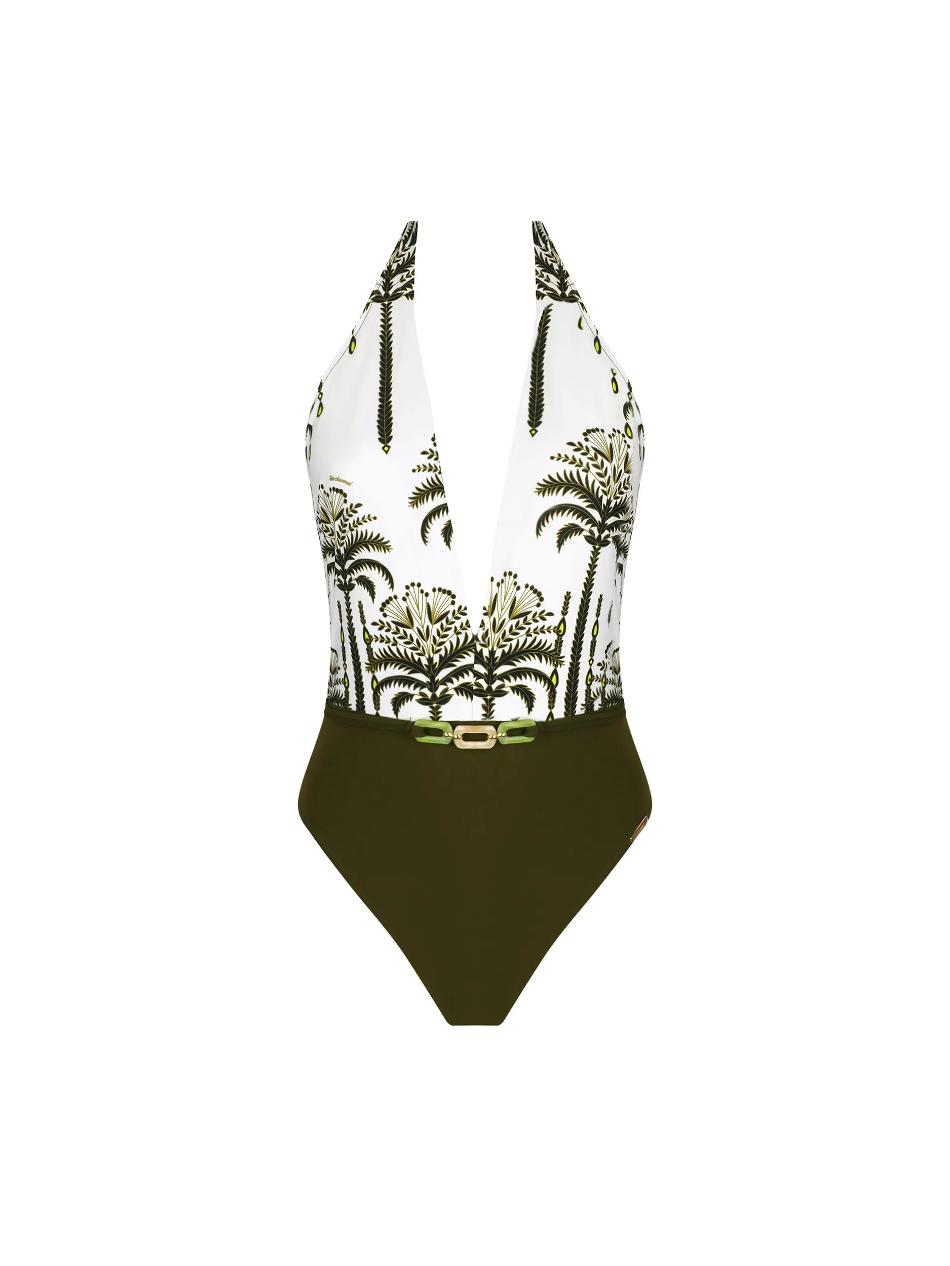 Palm print plunging one piece