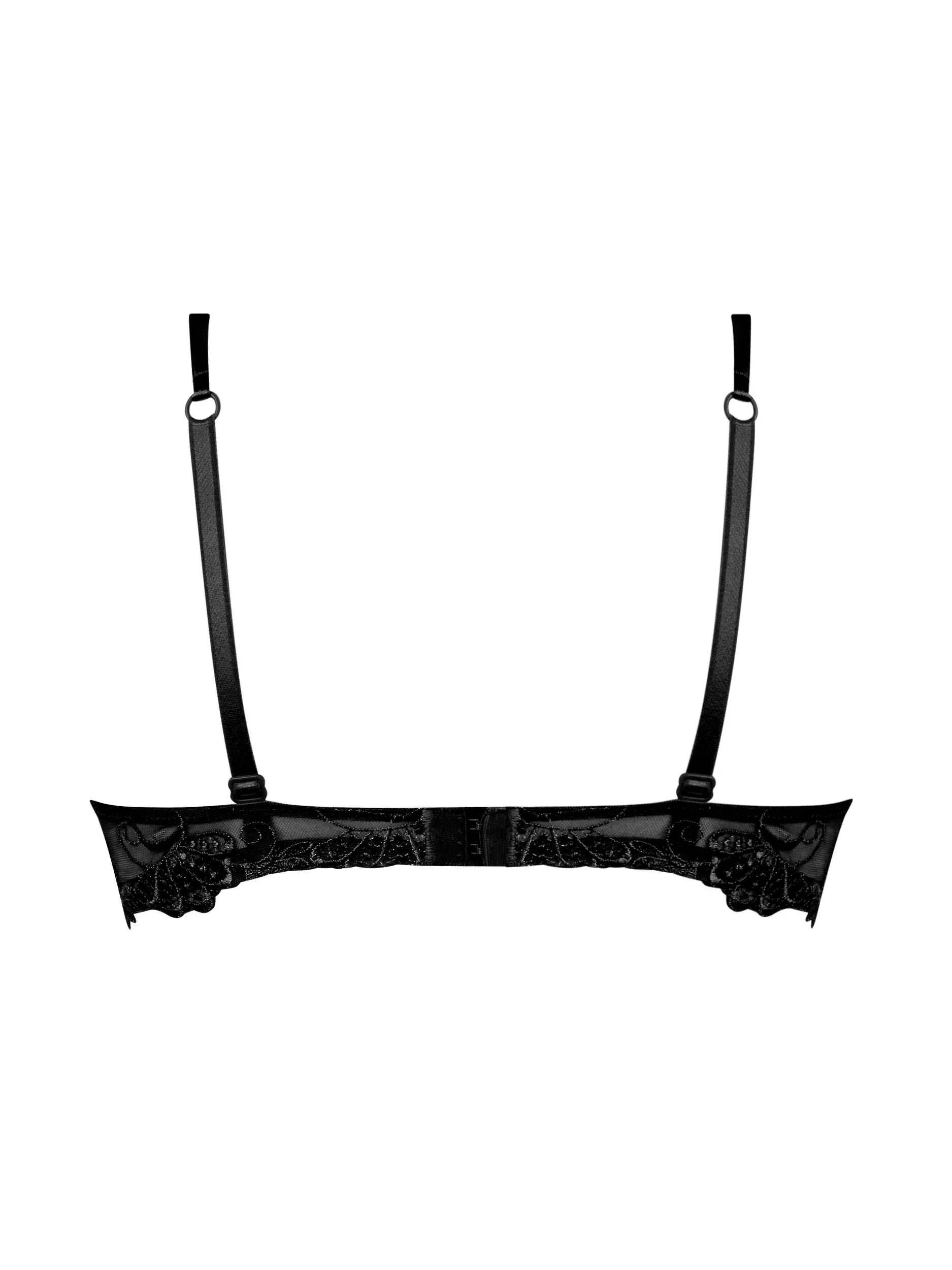Underwire bra with a floral design in black