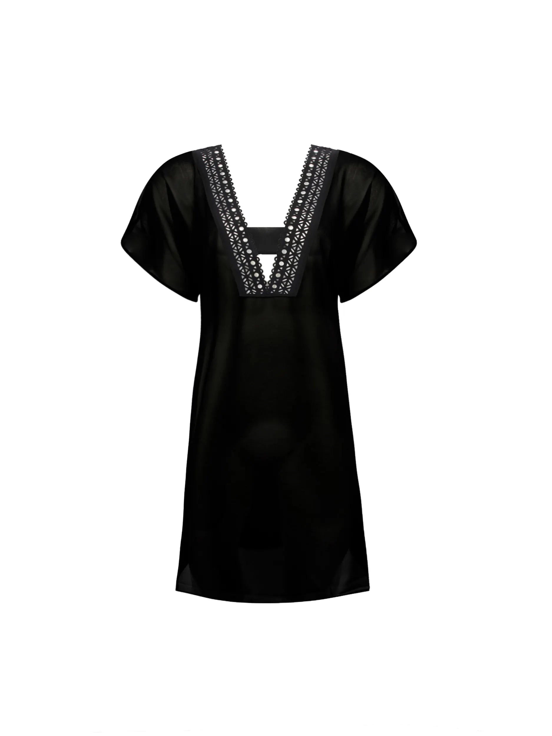 Plunging black coverup tunic