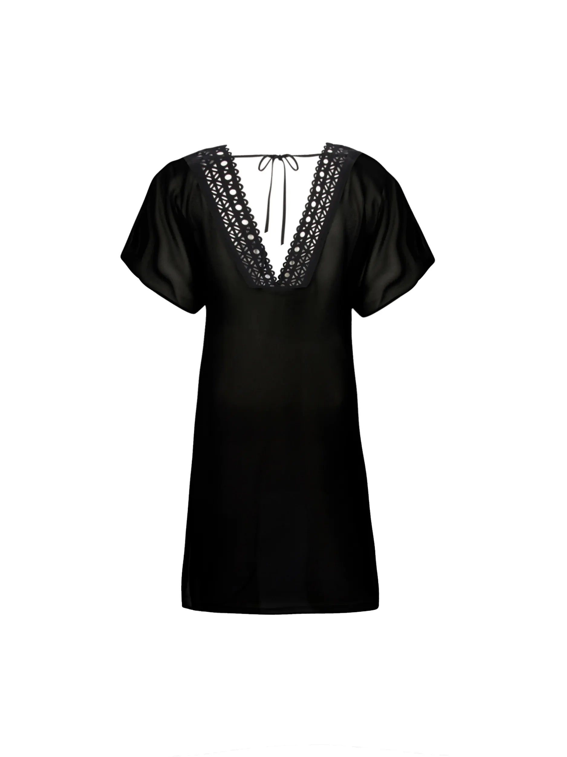 Plunging black coverup tunic