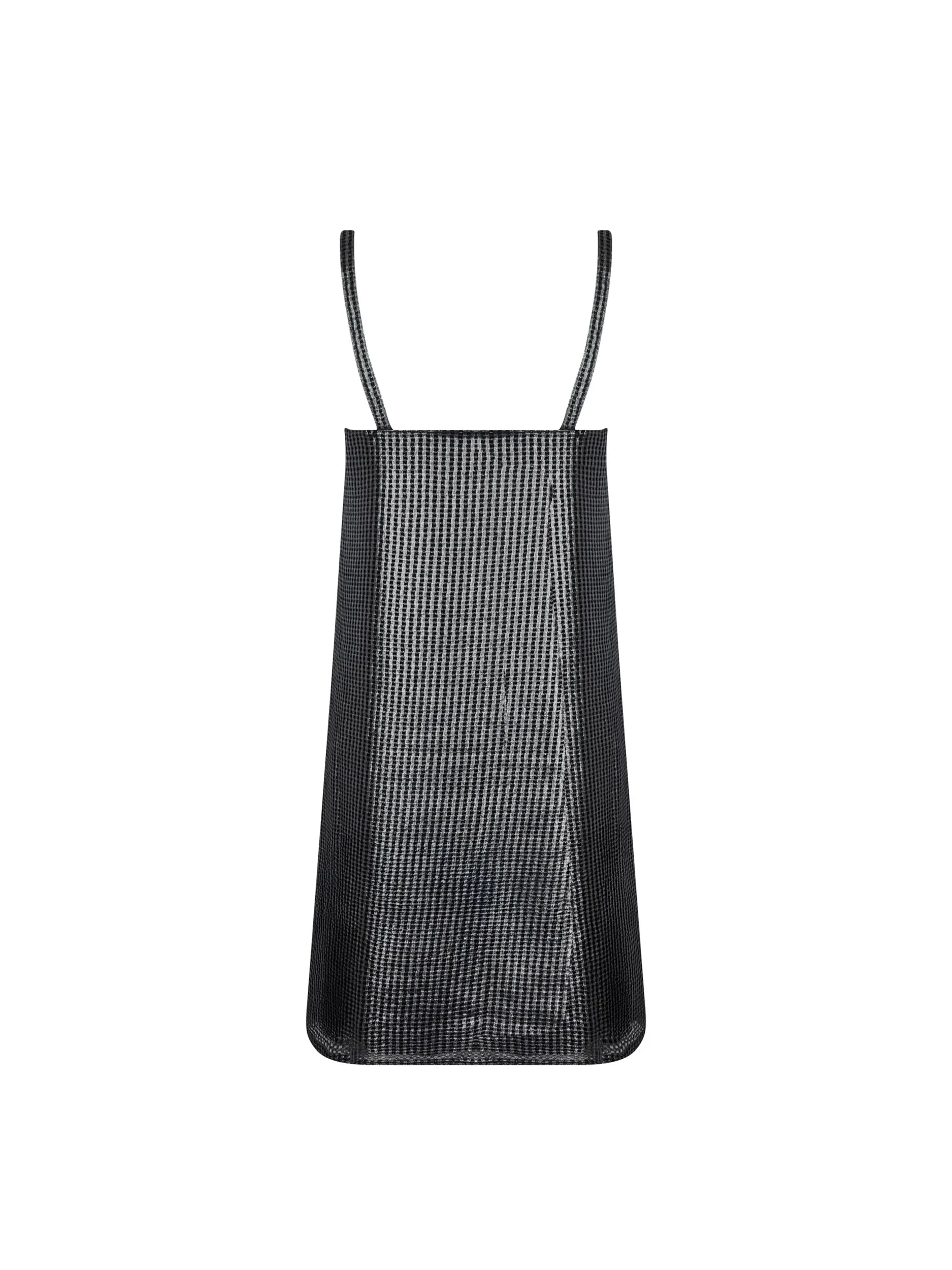 Short black dress with metallic shell