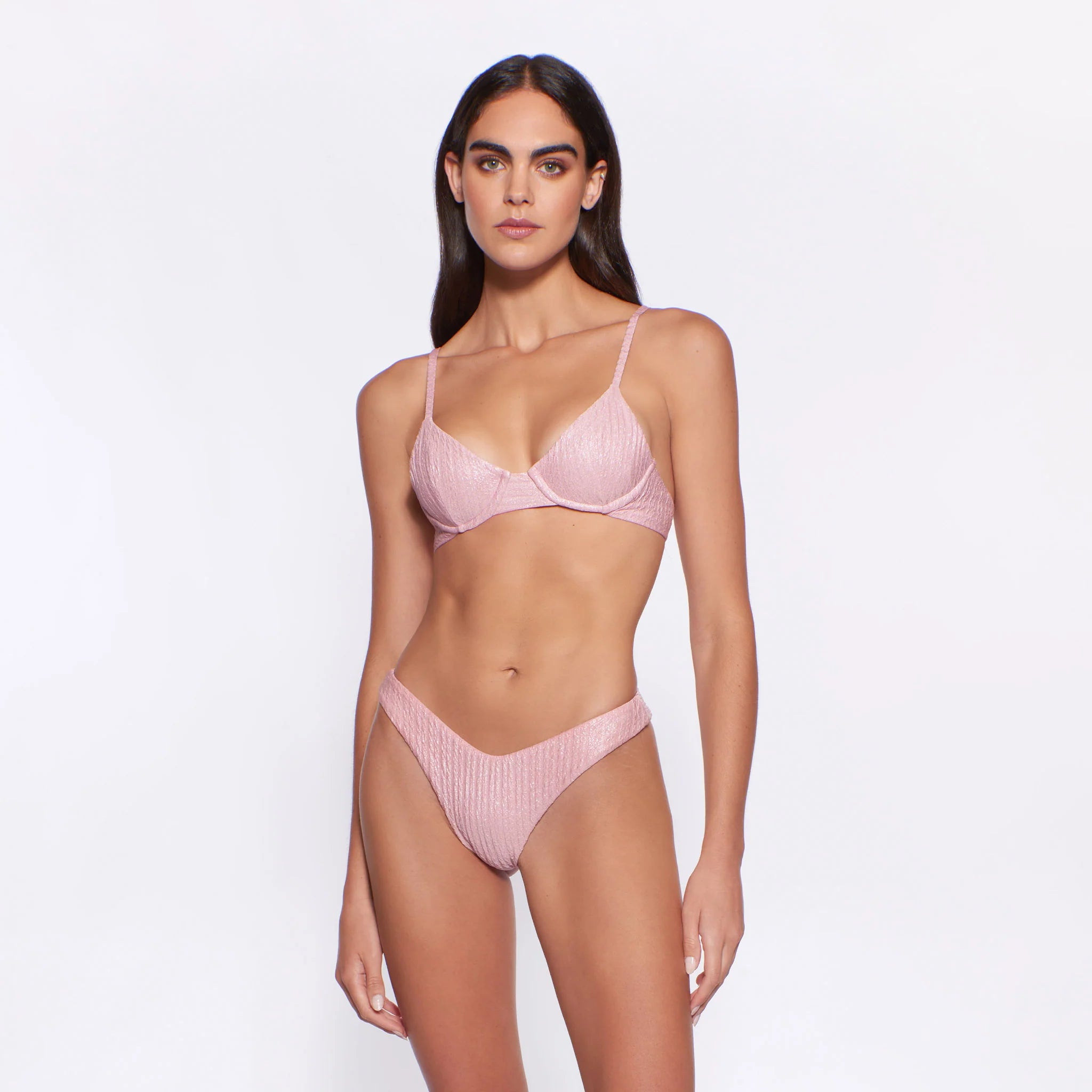 Shimmery underwire top in pink