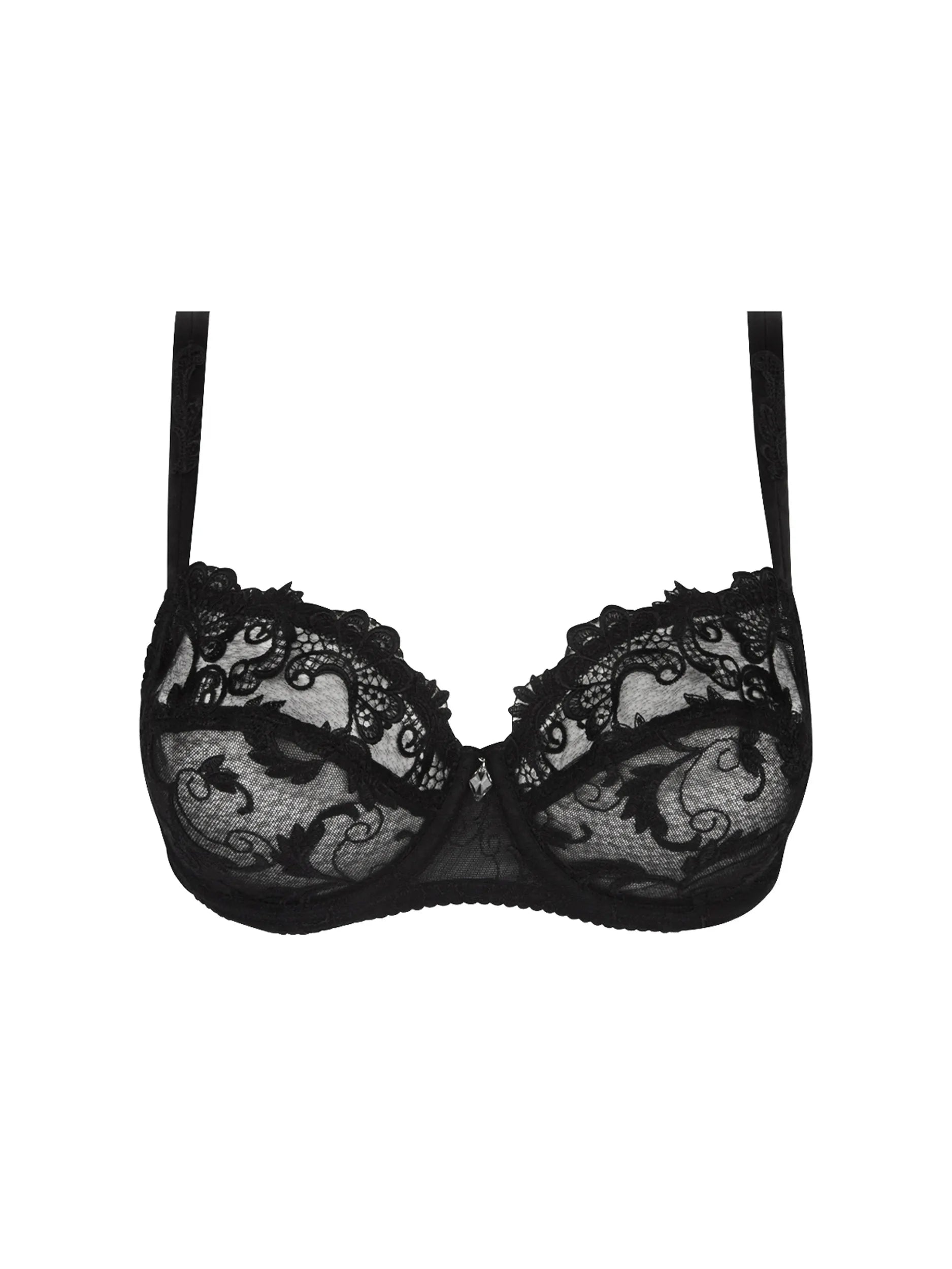 Black Floral Underwire Bra