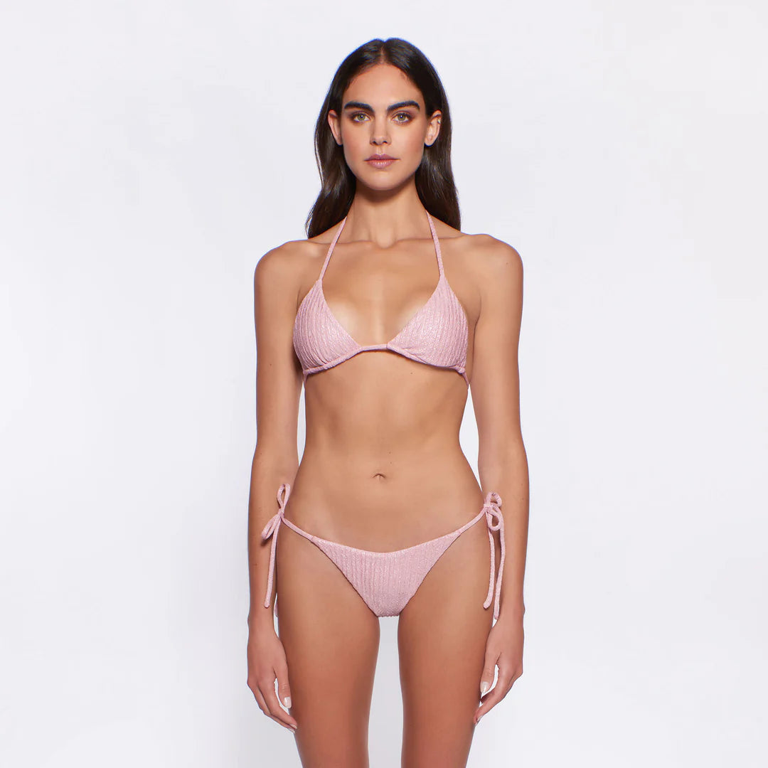 Shimmery tie side bottom in pink