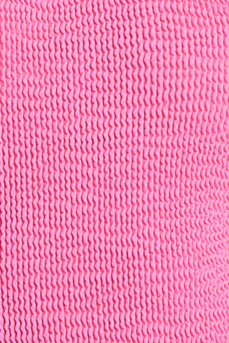 One size tie side bottom with textured crinkle fabric in pink