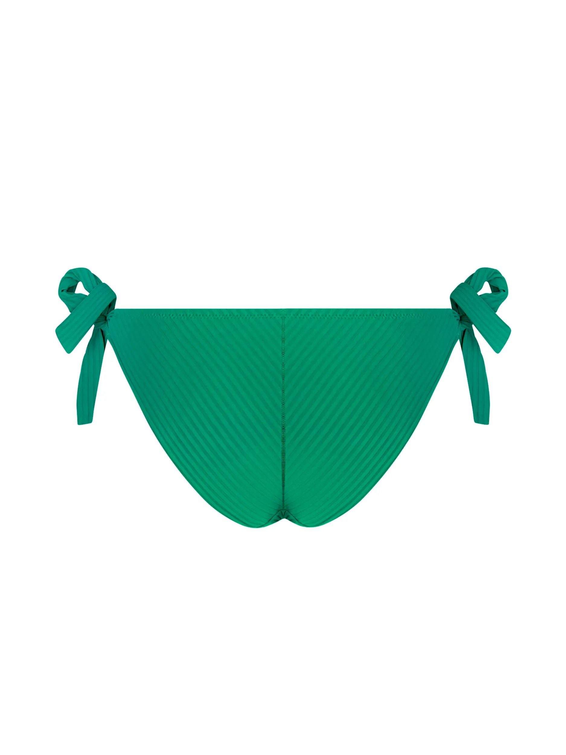 Ribbed bikini bottom with tie sides in green