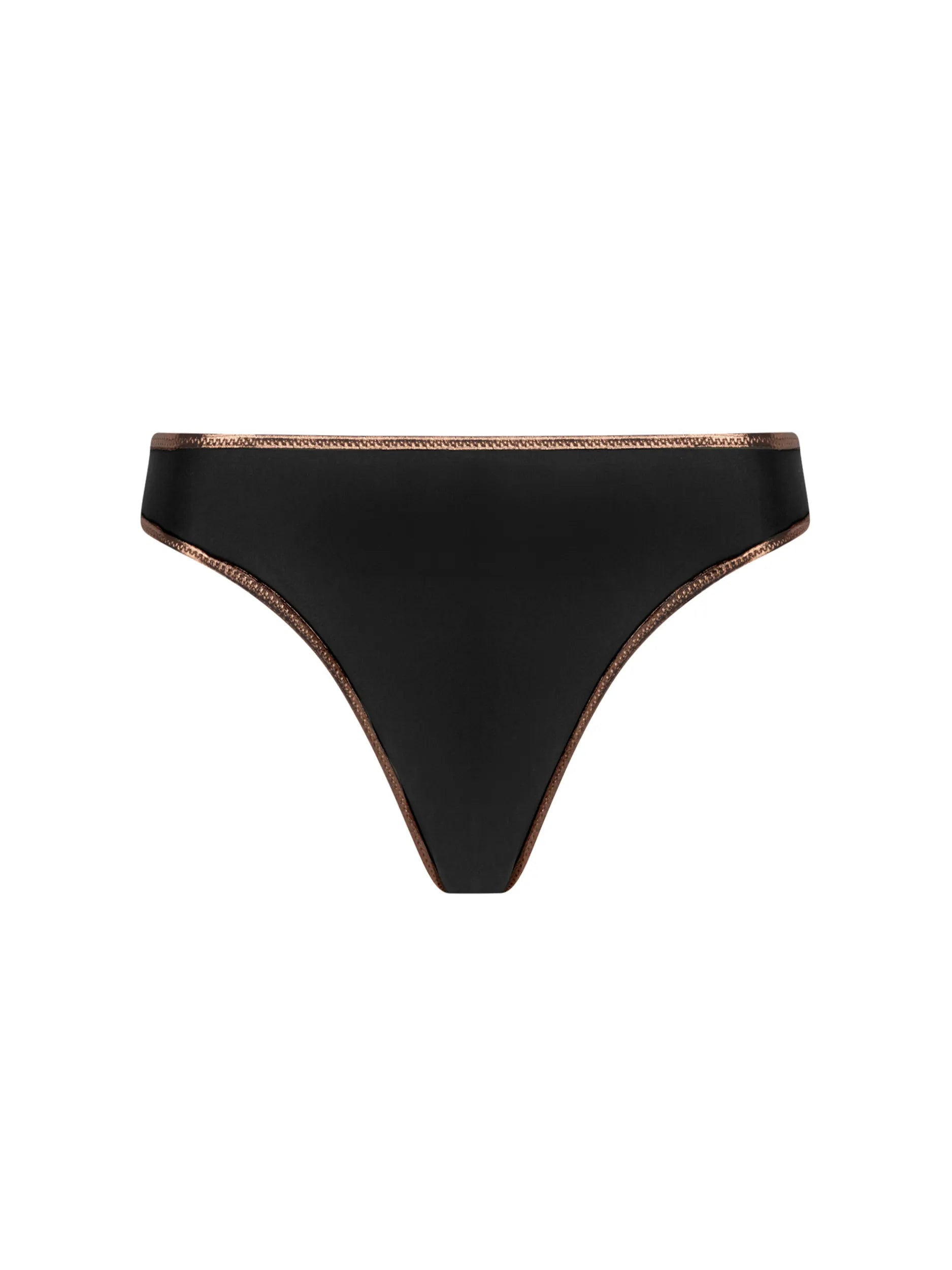Black bikini bottom with bronze trim
