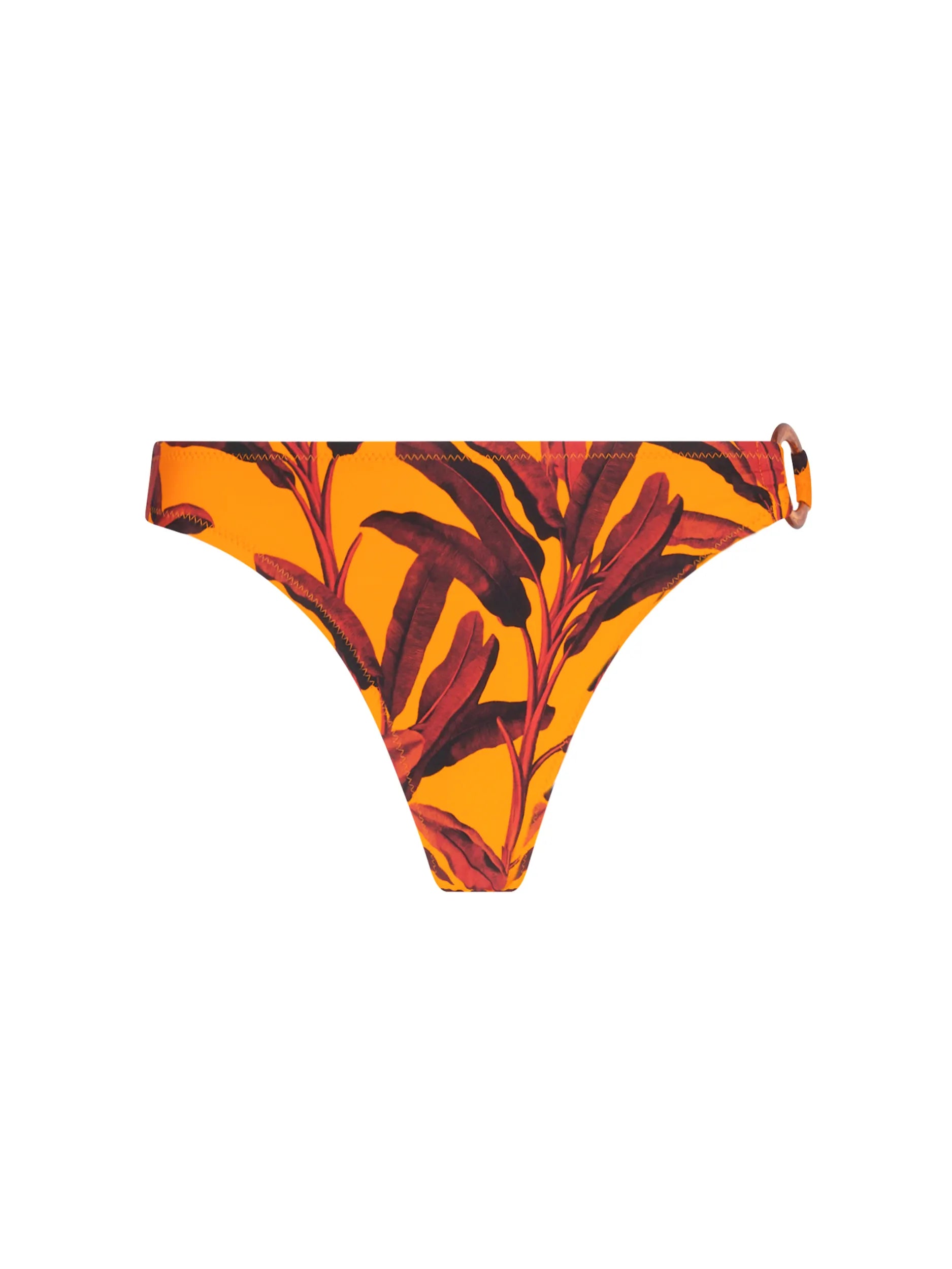 Ring side bikini bottom in orange and red print