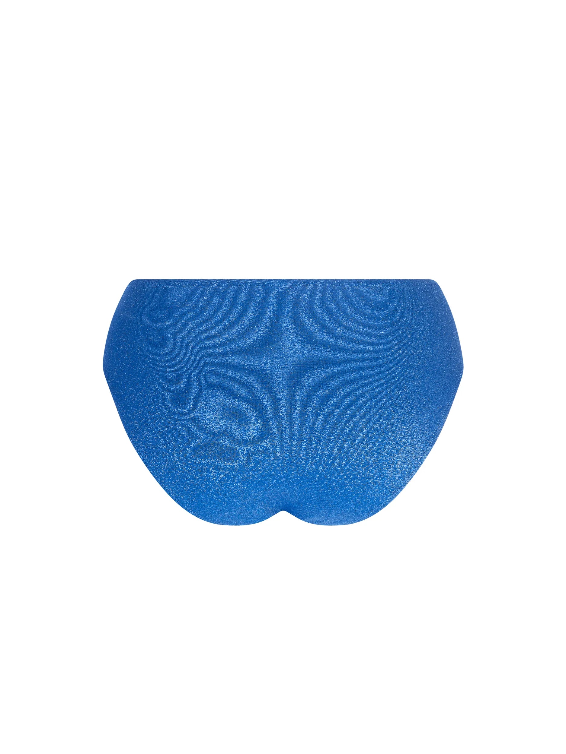 Shimmery high waist bottom with front ring detail in blue