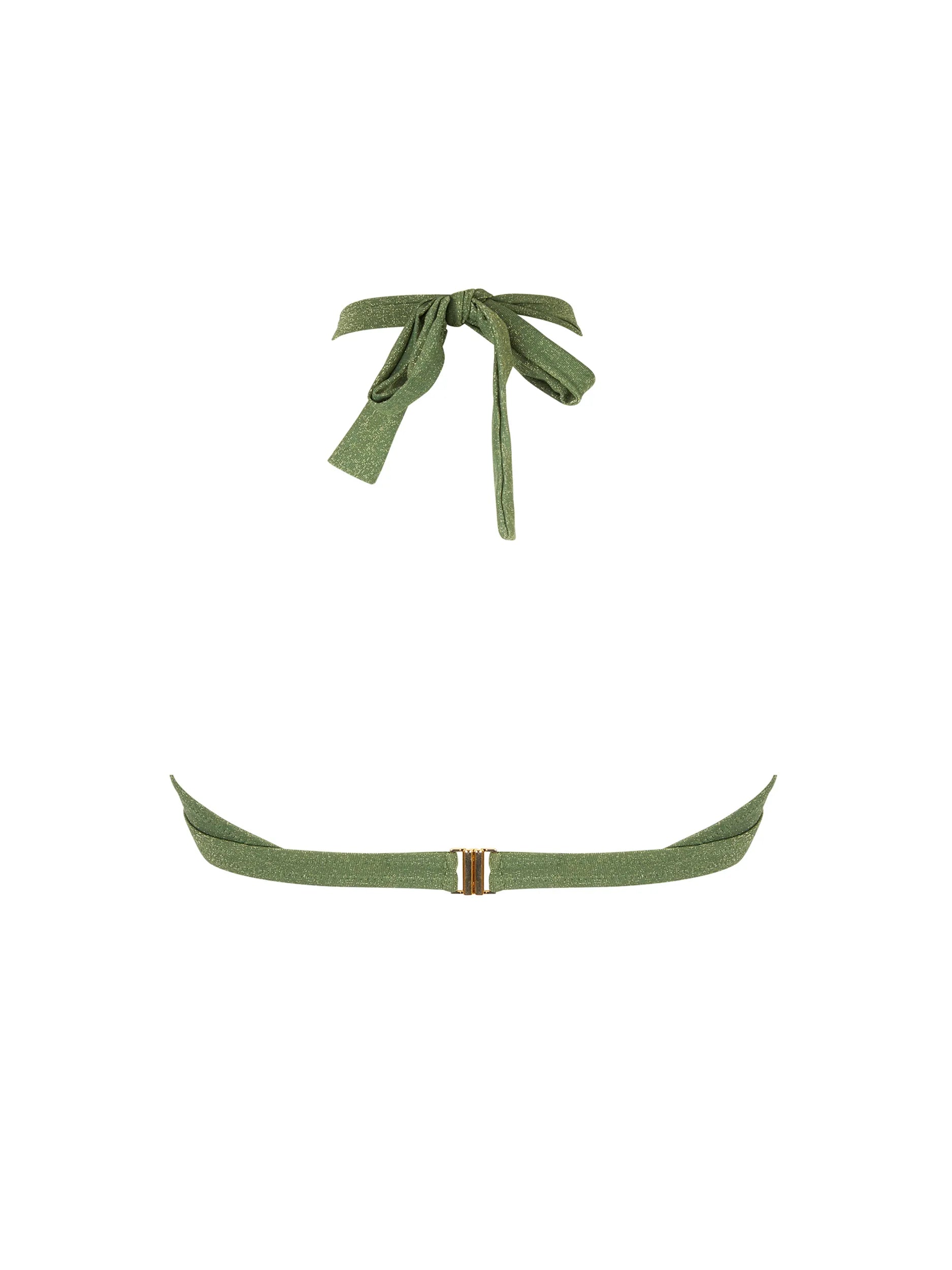 Shimmery solid knit bralette, featuring an engraved jewelry ring with a choker effect