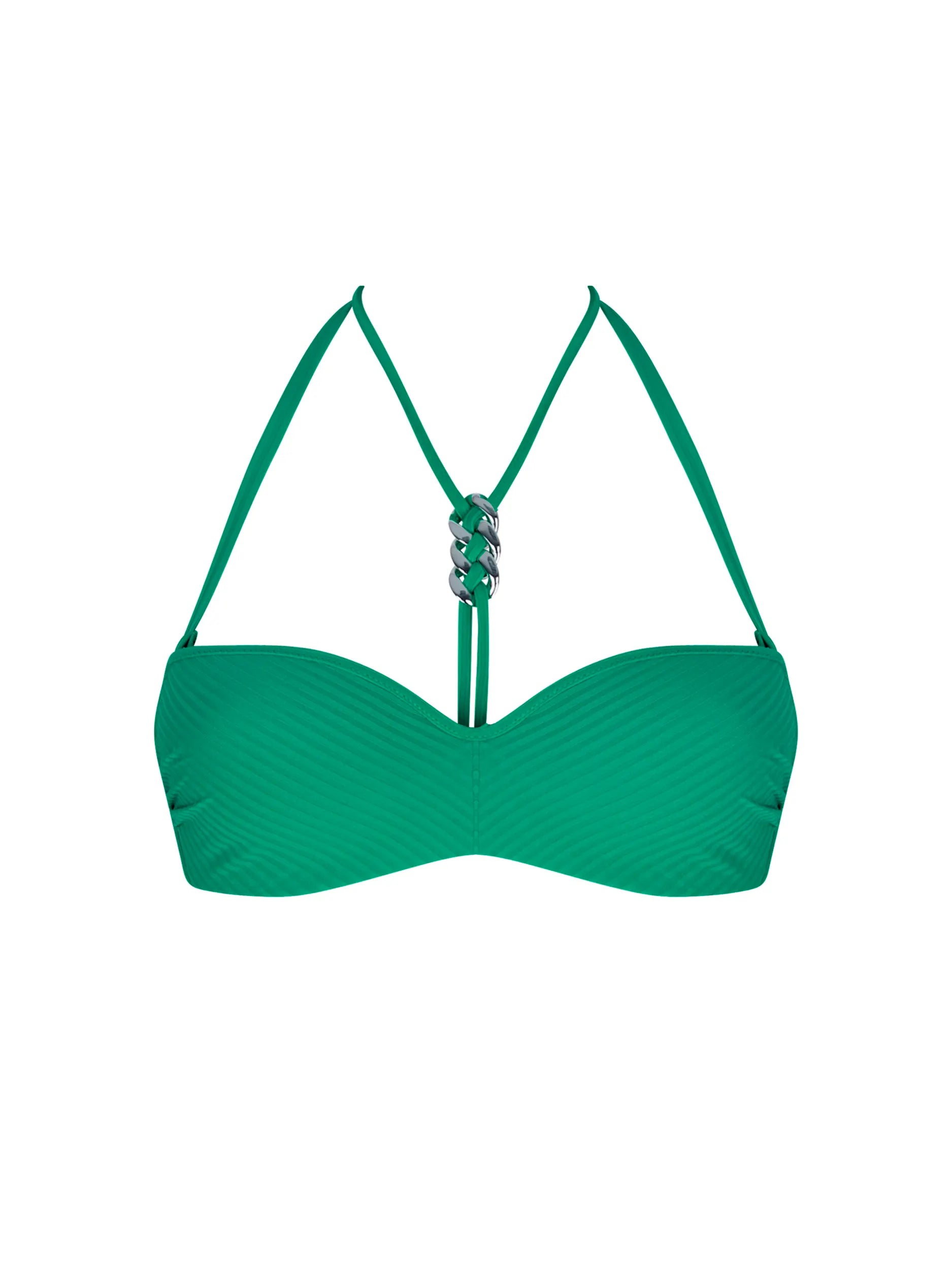 Ribbed underwire top with soft moulded cups and a removable choker in green
