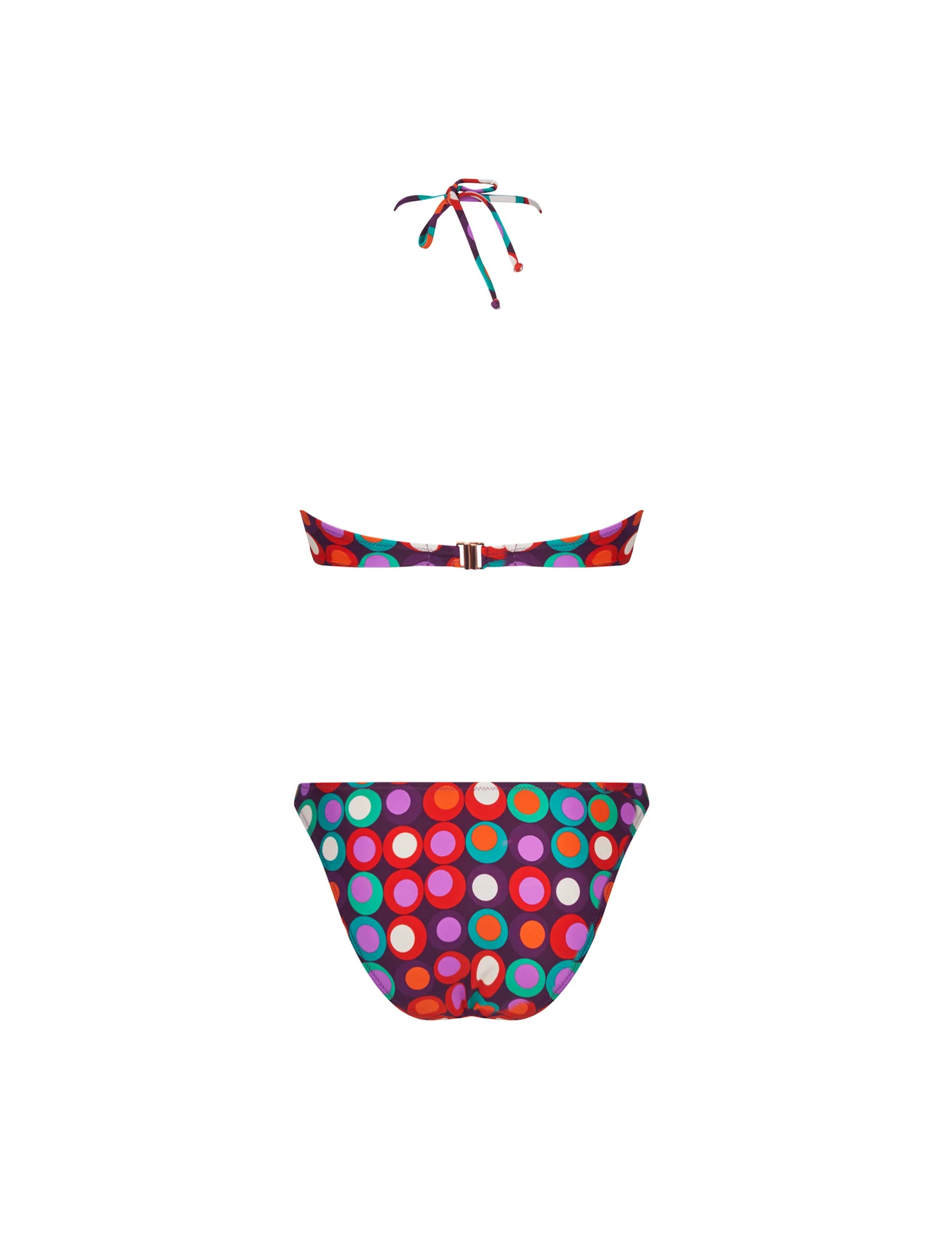 Plunging one piece with ring detail and a low back in colorful print