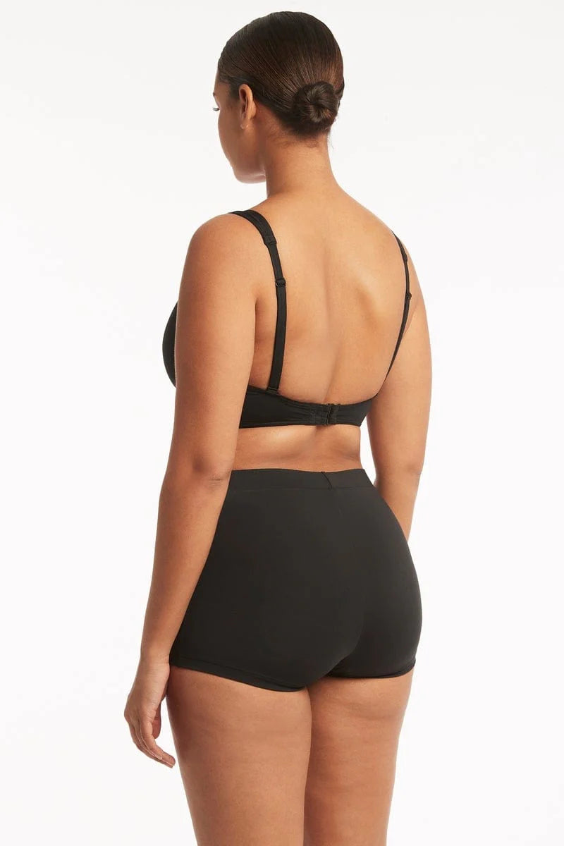 Black boyshort bikini bottom