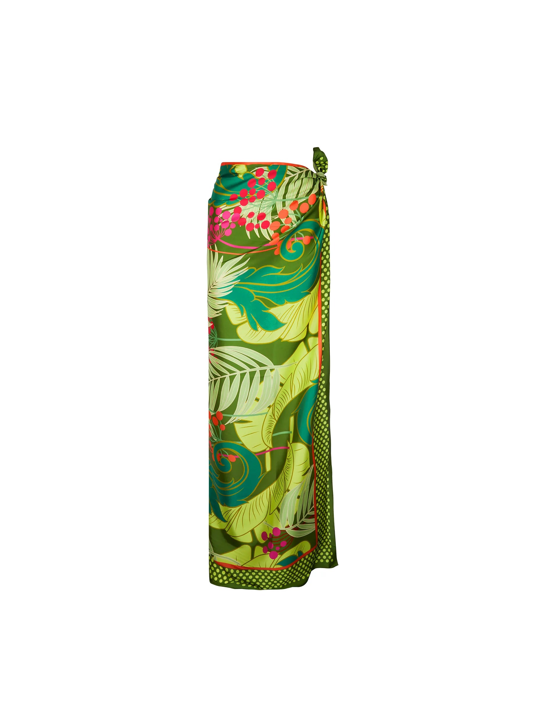Long green tropical print sarong