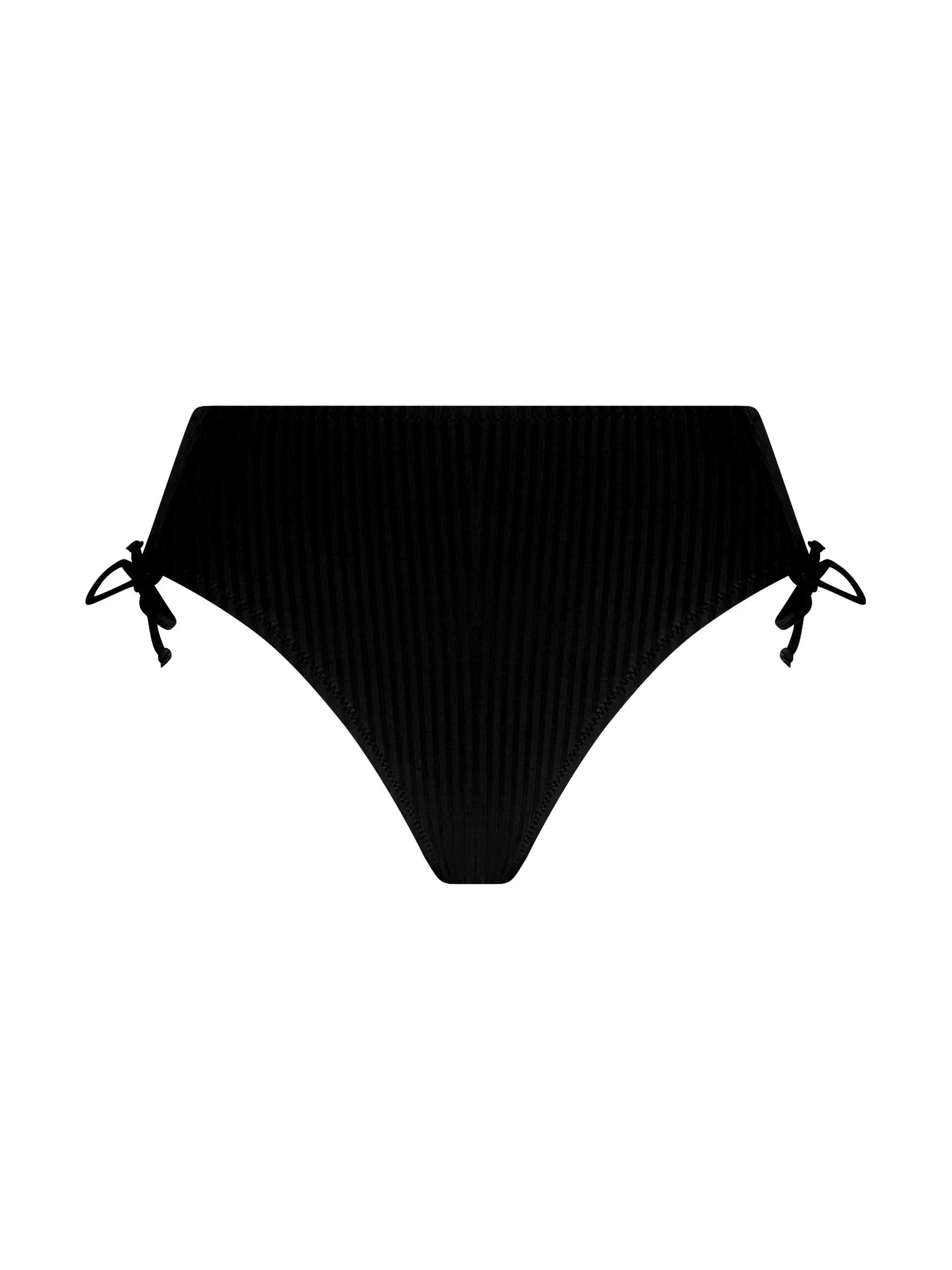 High waist bottom with side ties and full coverage in black