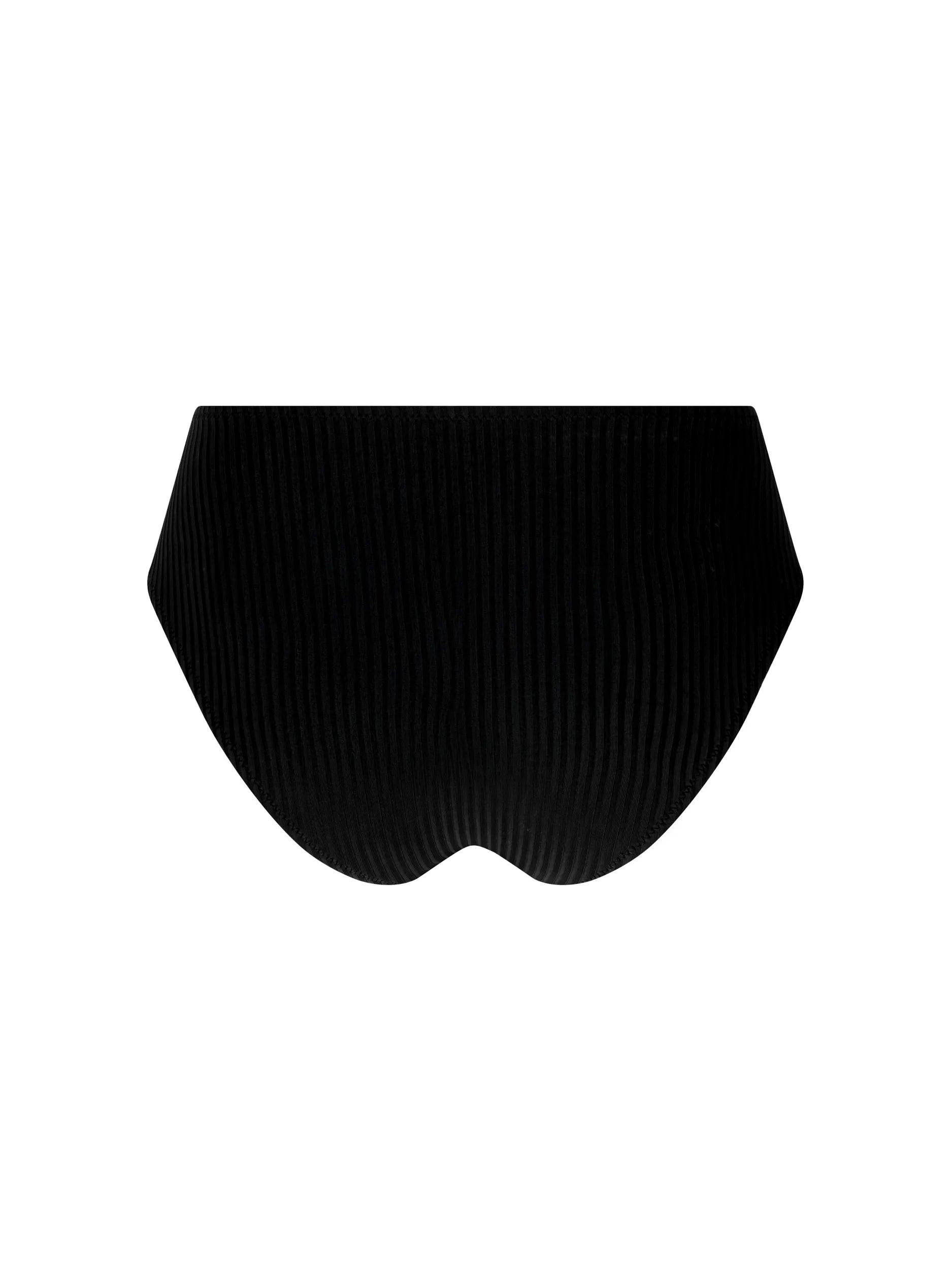 High waist bottom with side ties and full coverage in black