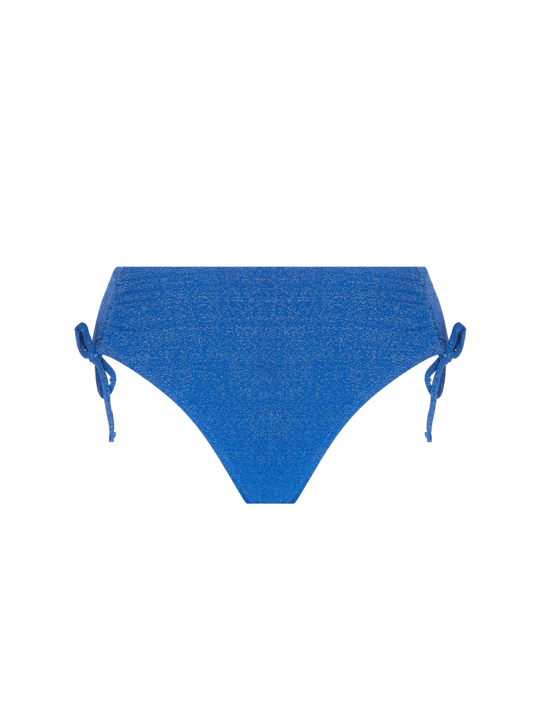 Shimmery blue high waist bottom with thick sides