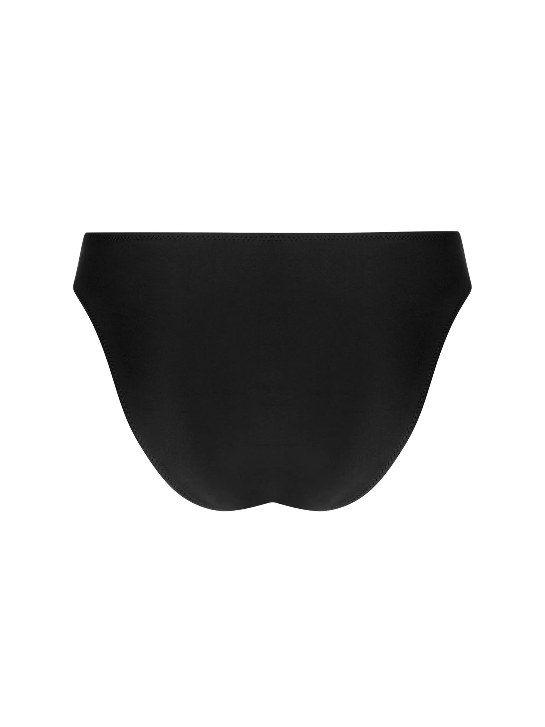 Black high waist bikini bottom with bronze trim