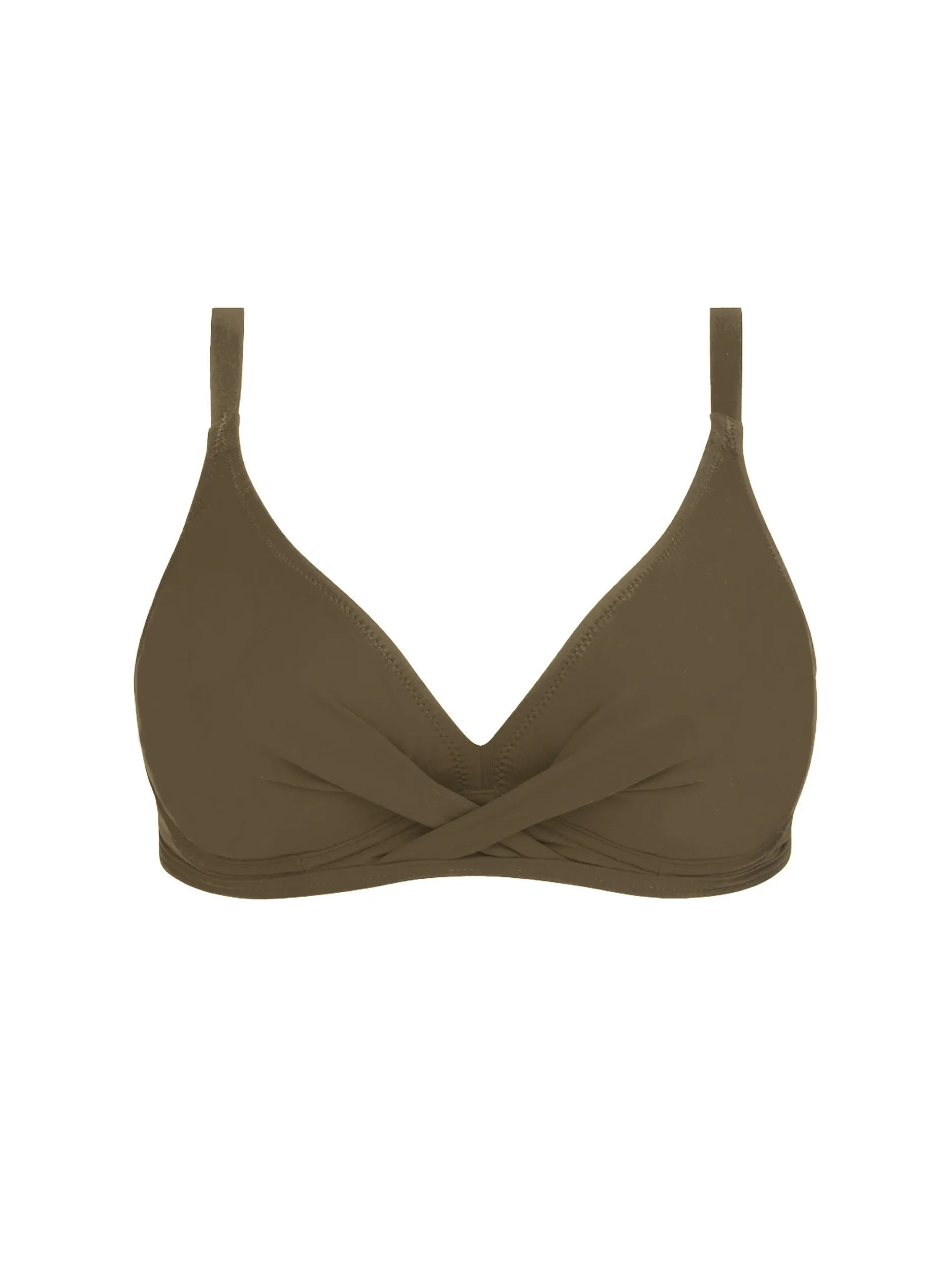 Cross front top with underwire support in dark green
