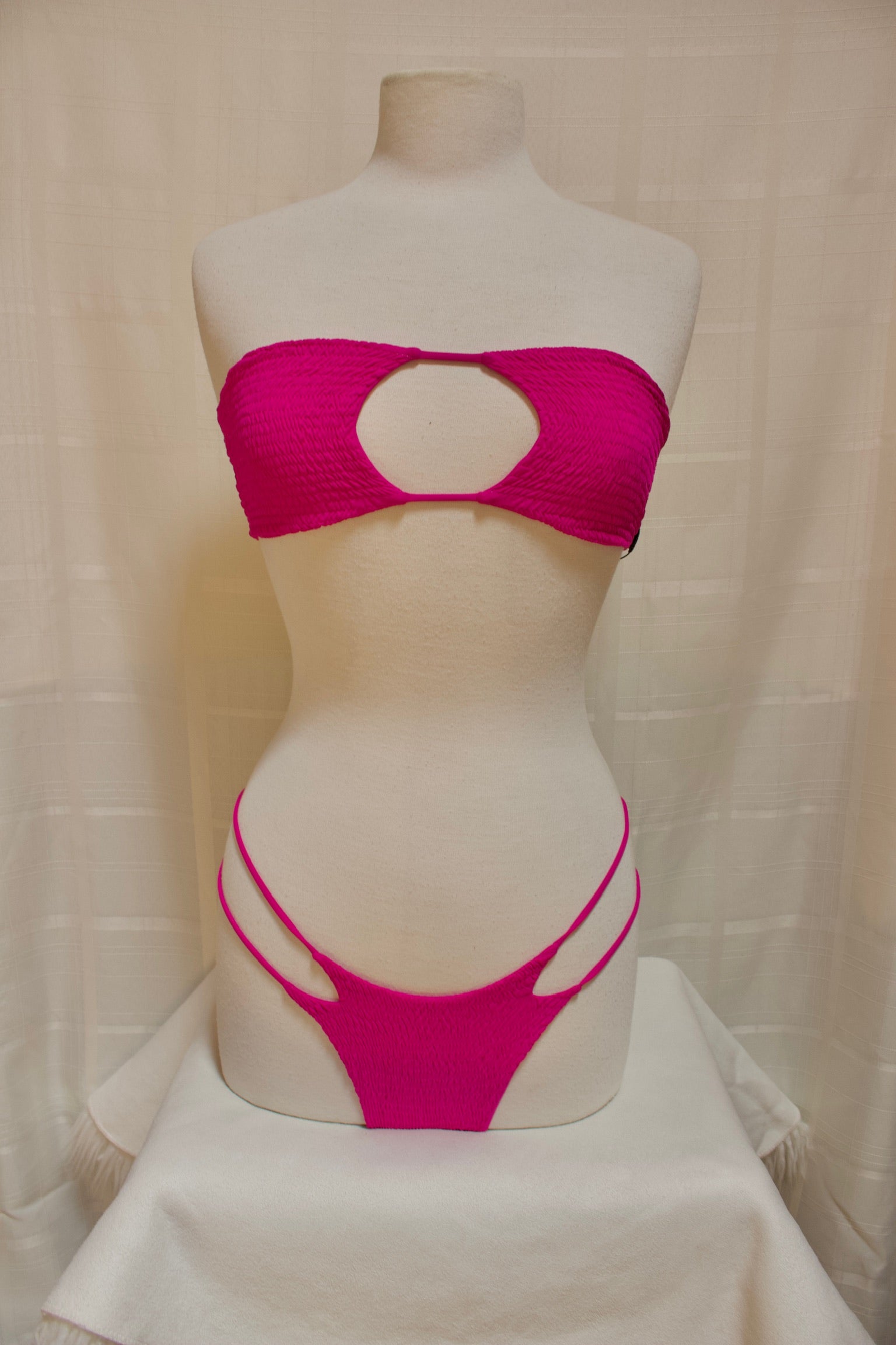 Smocked bandeau with front cutout